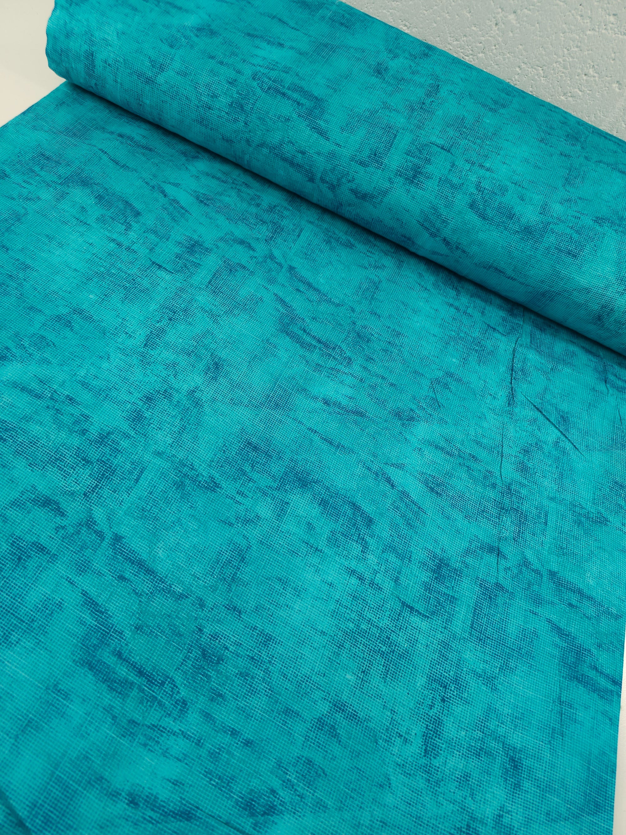 Turquoise/Teal Washed Grid 100% Cotton 102" - Robert Kaufman *EXTRA WIDE*