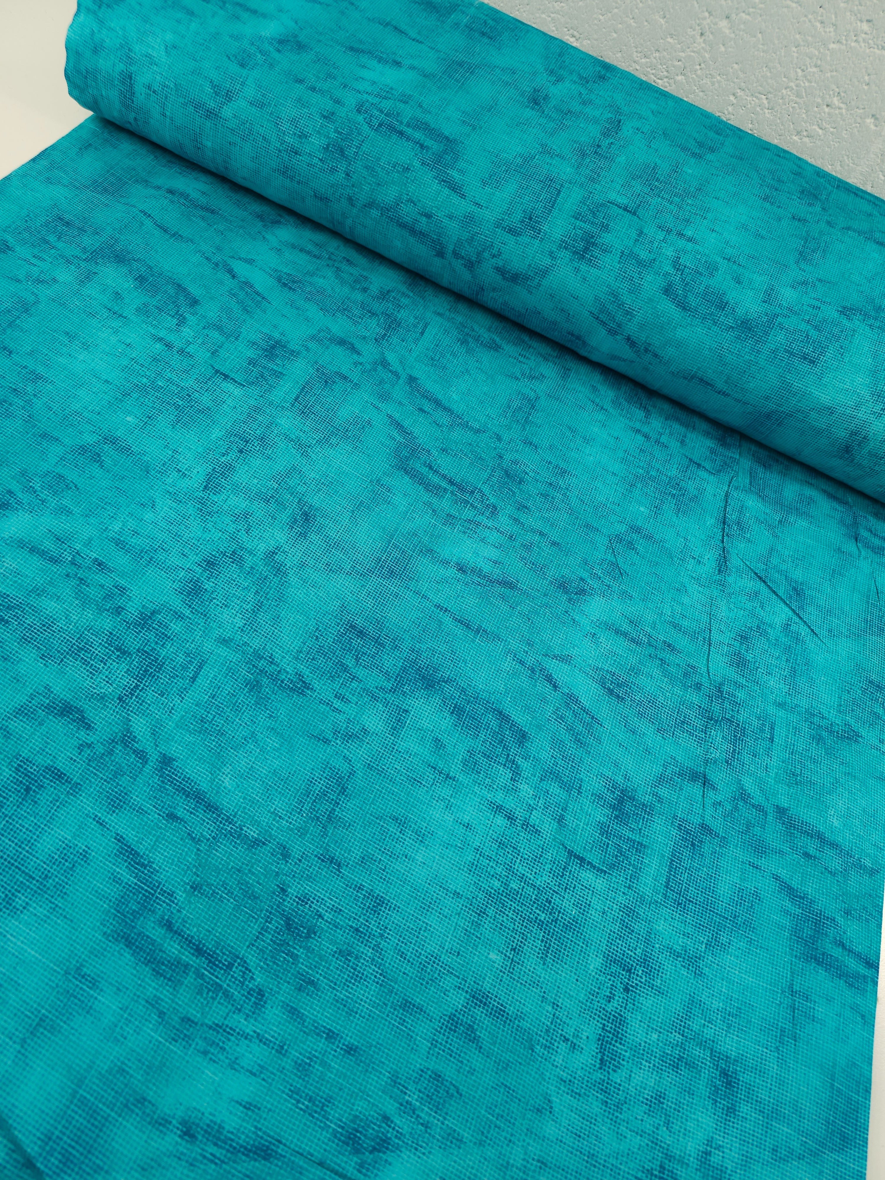 Turquoise/Teal Washed Grid 100% Cotton 102" - Robert Kaufman *EXTRA WIDE*