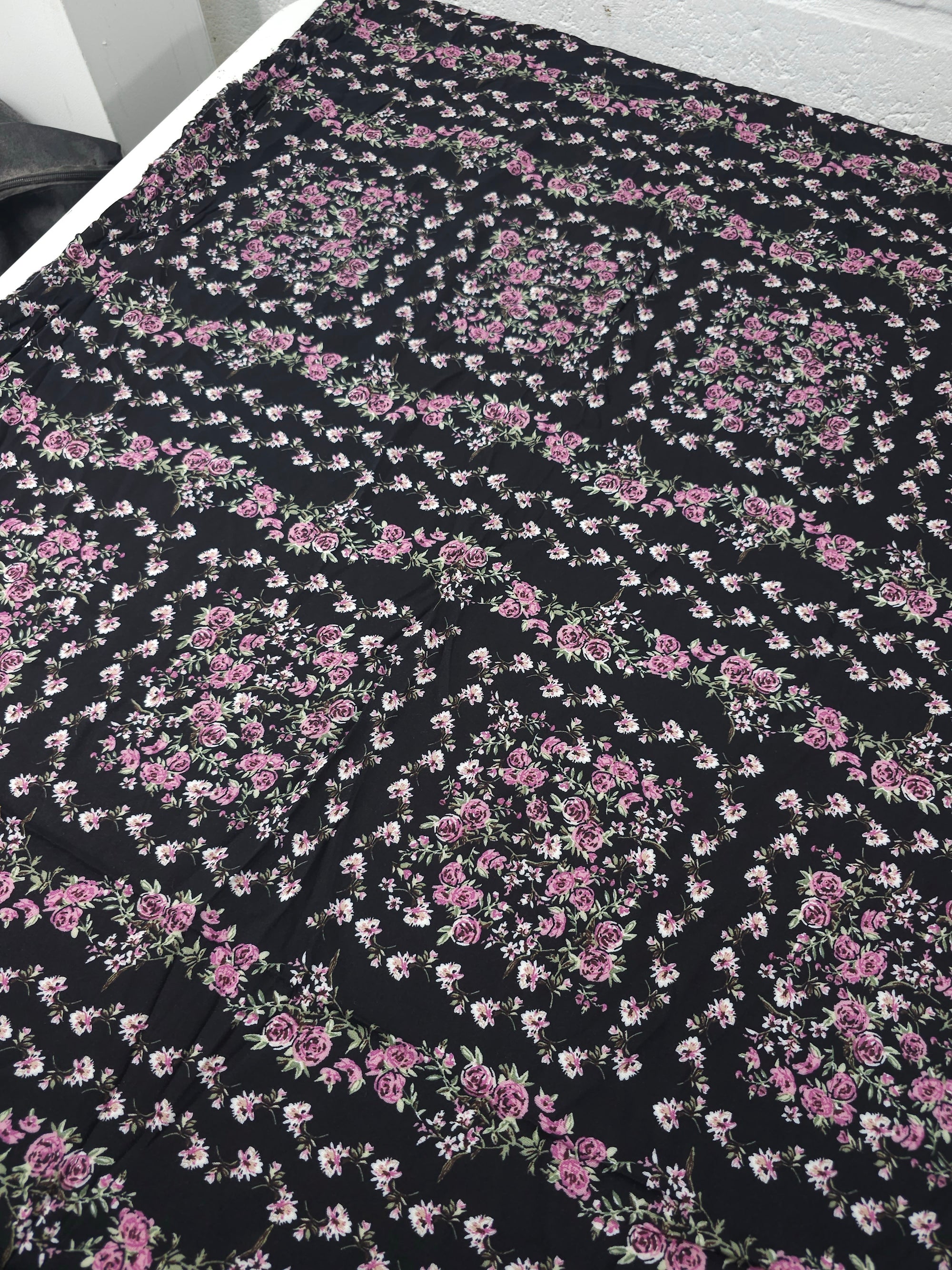 Black/Purple Rose Frame Stripe Viscose