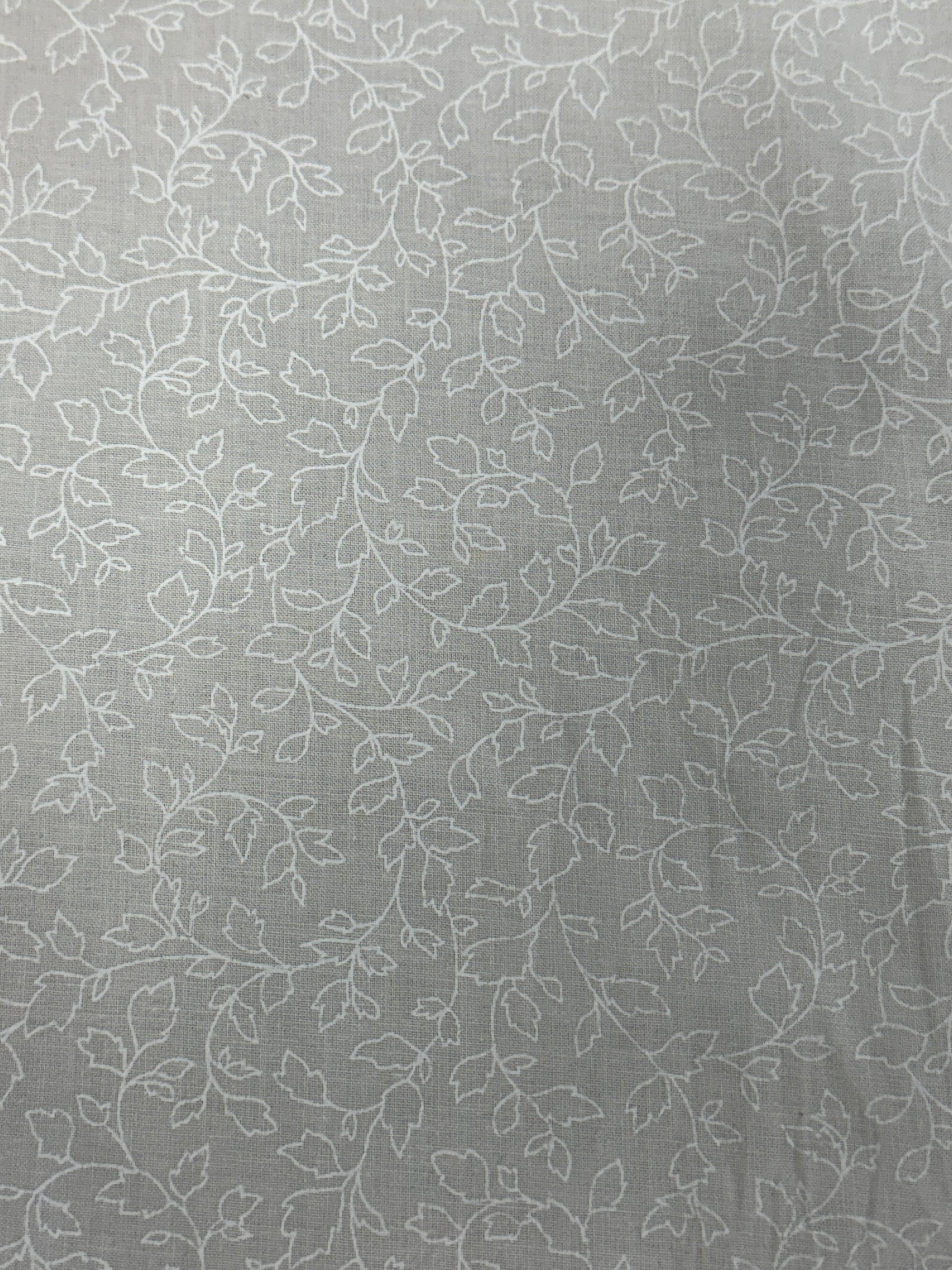 Sketch Leaf White On Cream 100% Cotton