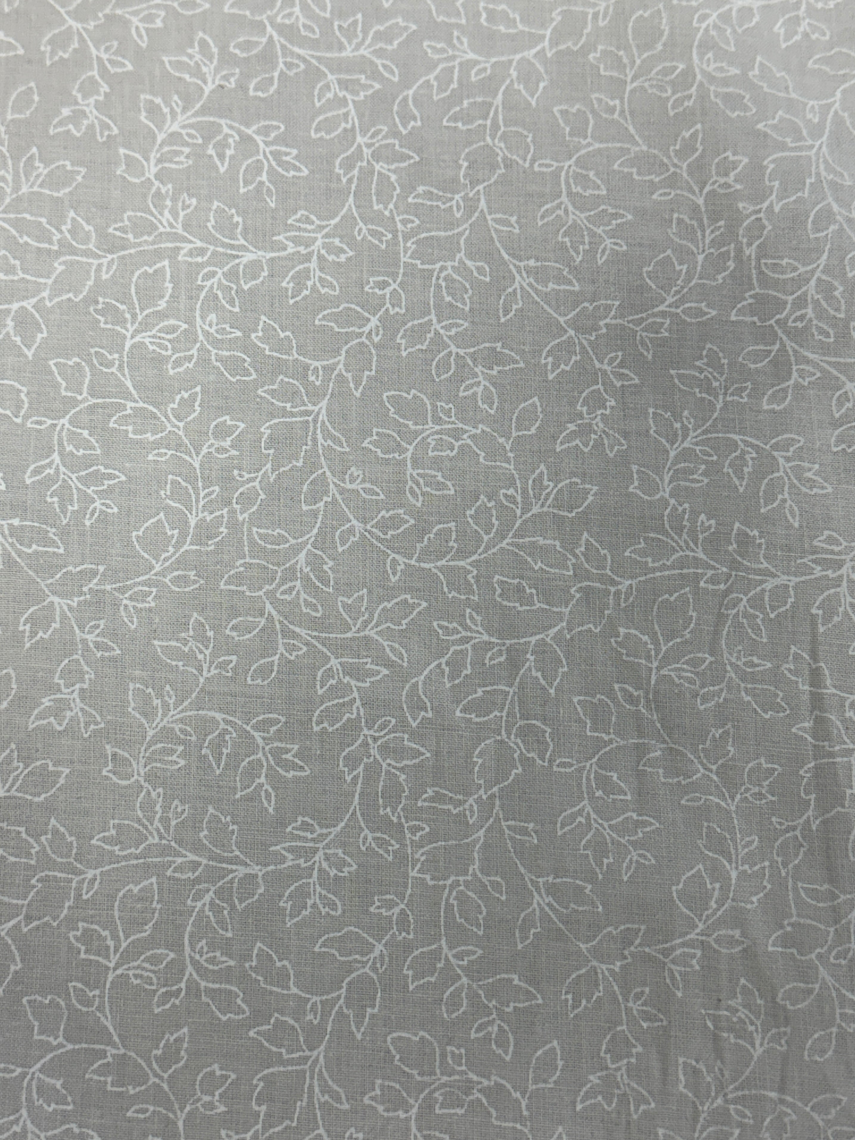 Sketch Leaf White On Cream 100% Cotton