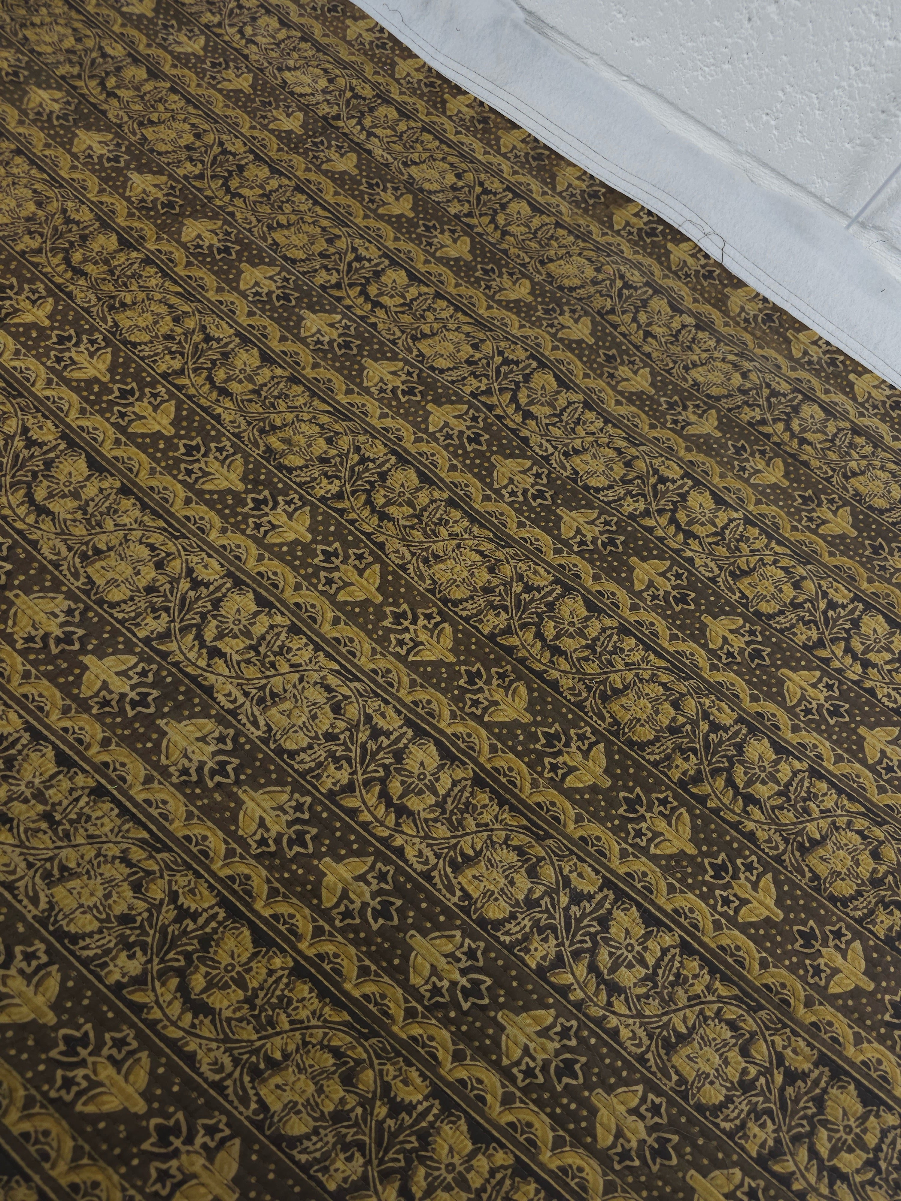 Brown/Muted Gold Vintage Stripe Quilted Block Print