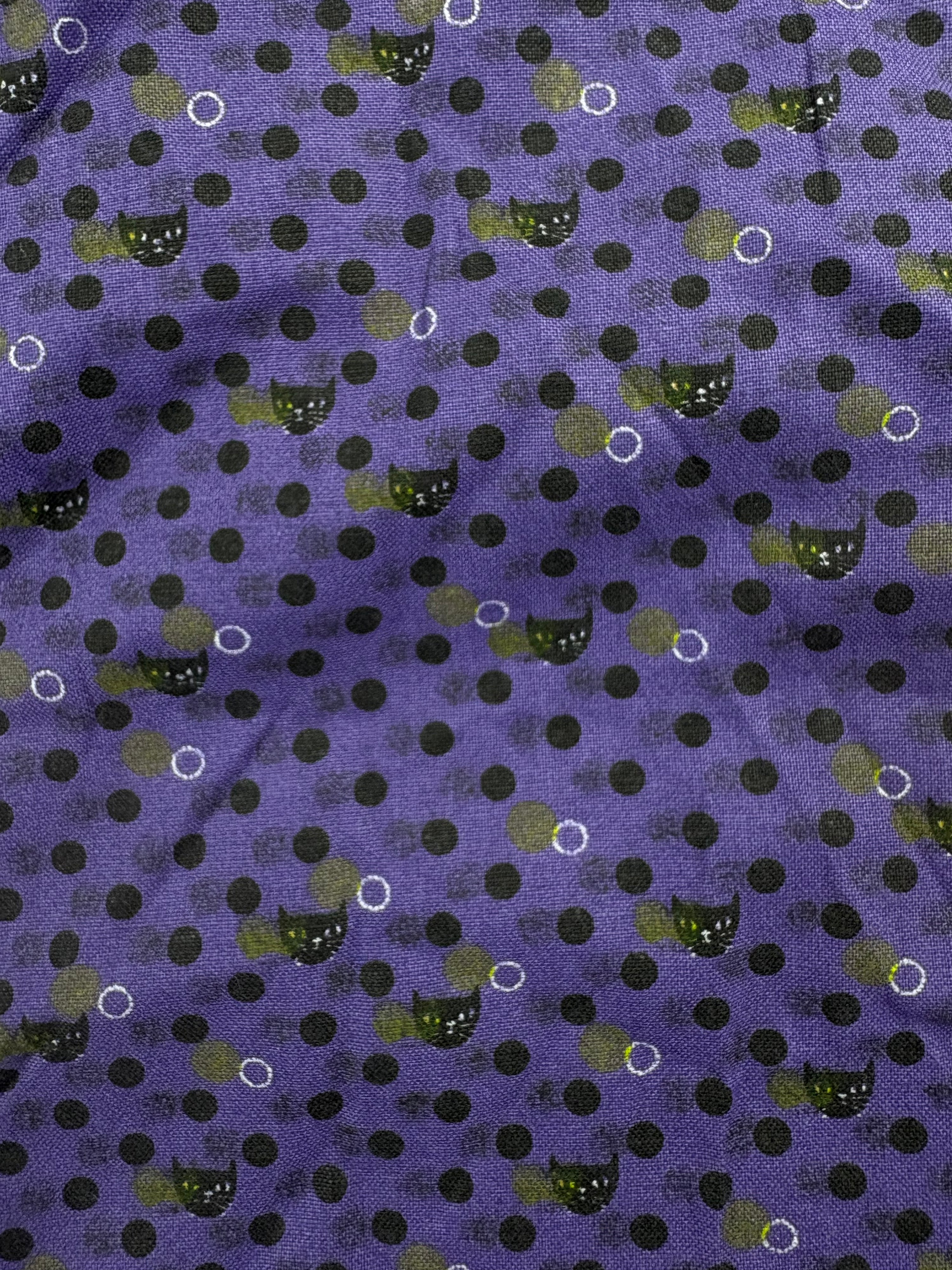Careful The Cat Polka 100% Cotton - 2.1m Piece