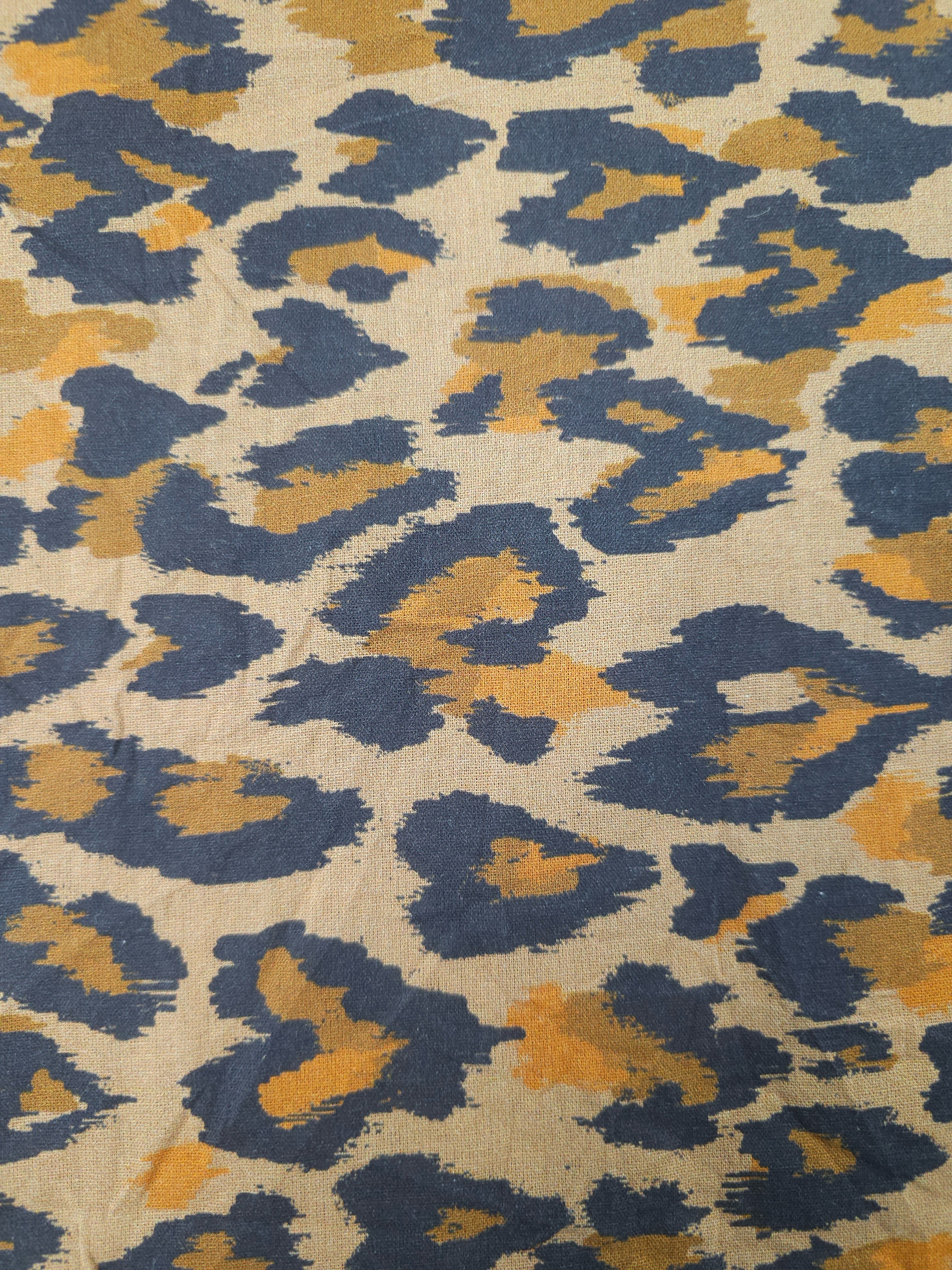 Orange/Brown Blurred Heart Leopard 100% Cotton 108" *EXTRA WIDE*