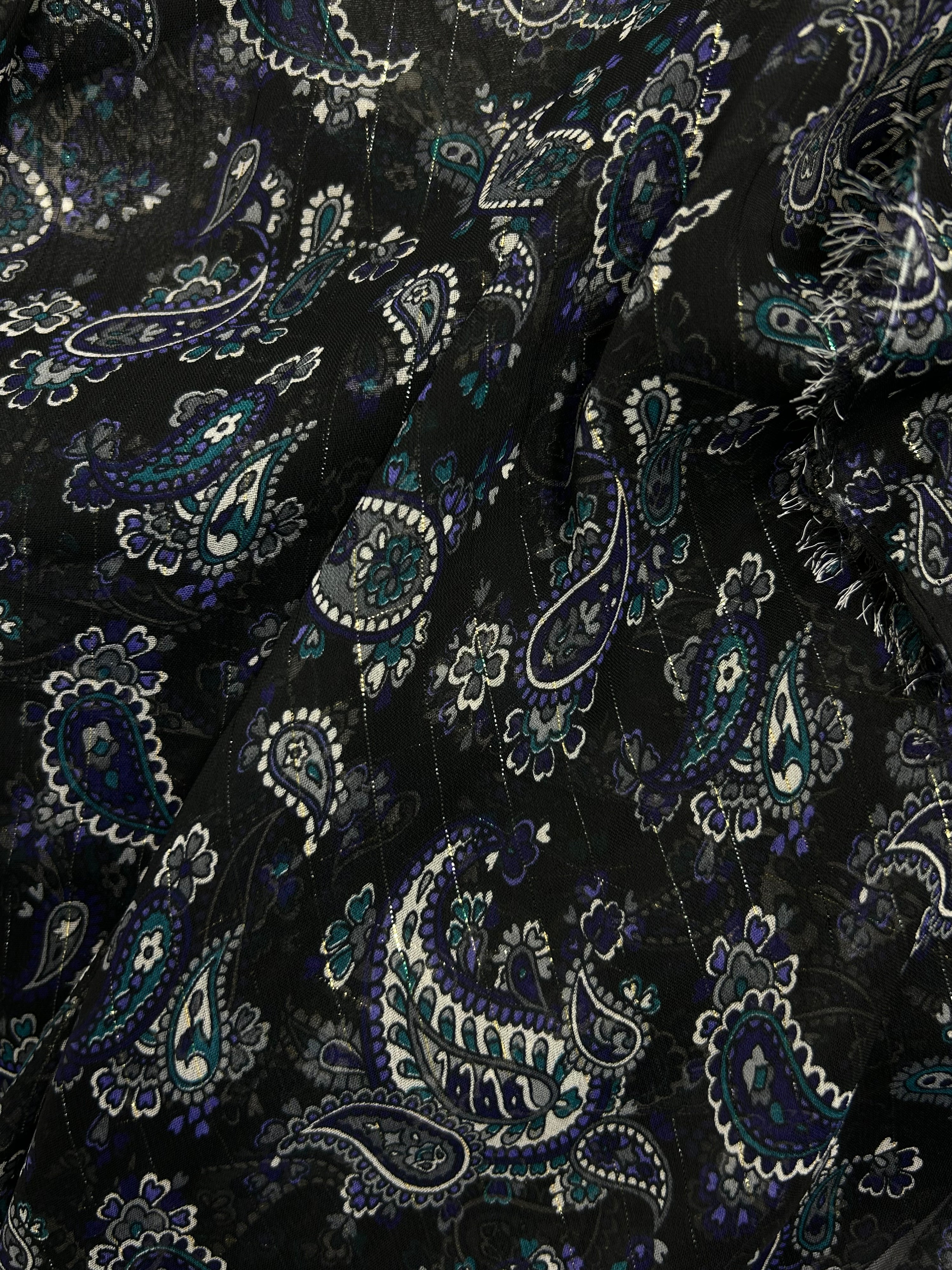 Black Teardrop Floral Poly Chifon - 2.6m Piece