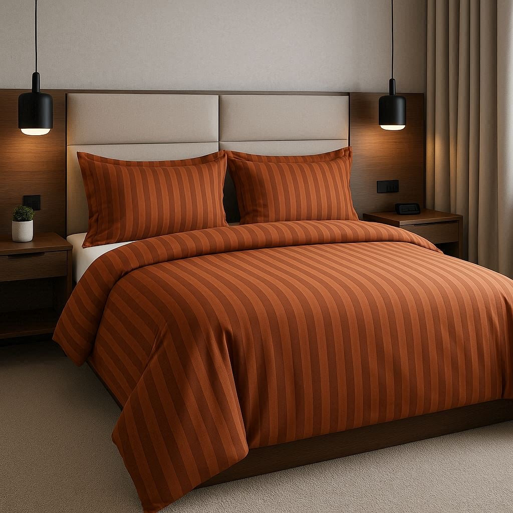 Rust Stripe | Duvet Set | 100% Cotton Sateen *READ DESCRIPTION*