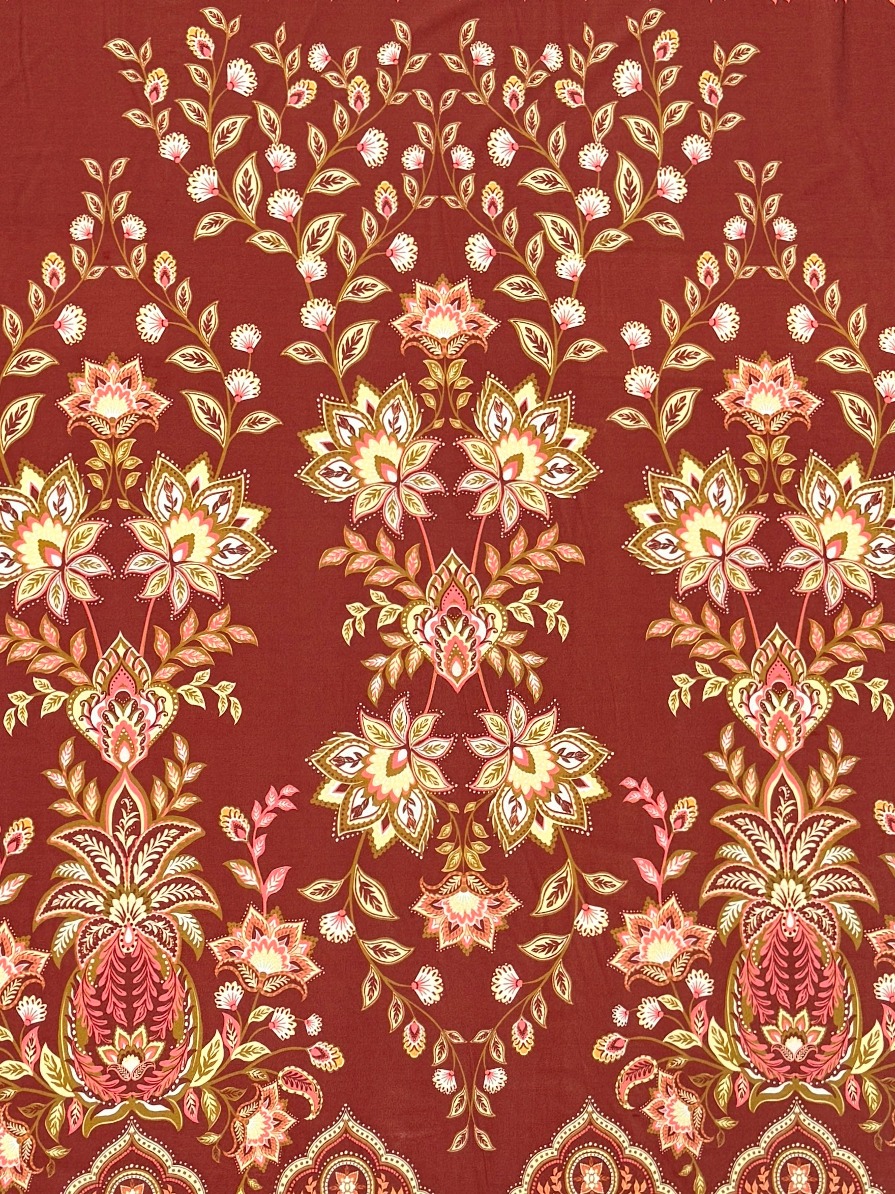 *PRE ORDER* Maroon Tapestry Floral Lightweight Rayon Jersey
