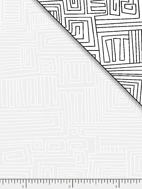 Abstract Maze White On White Tonal 100% Cotton