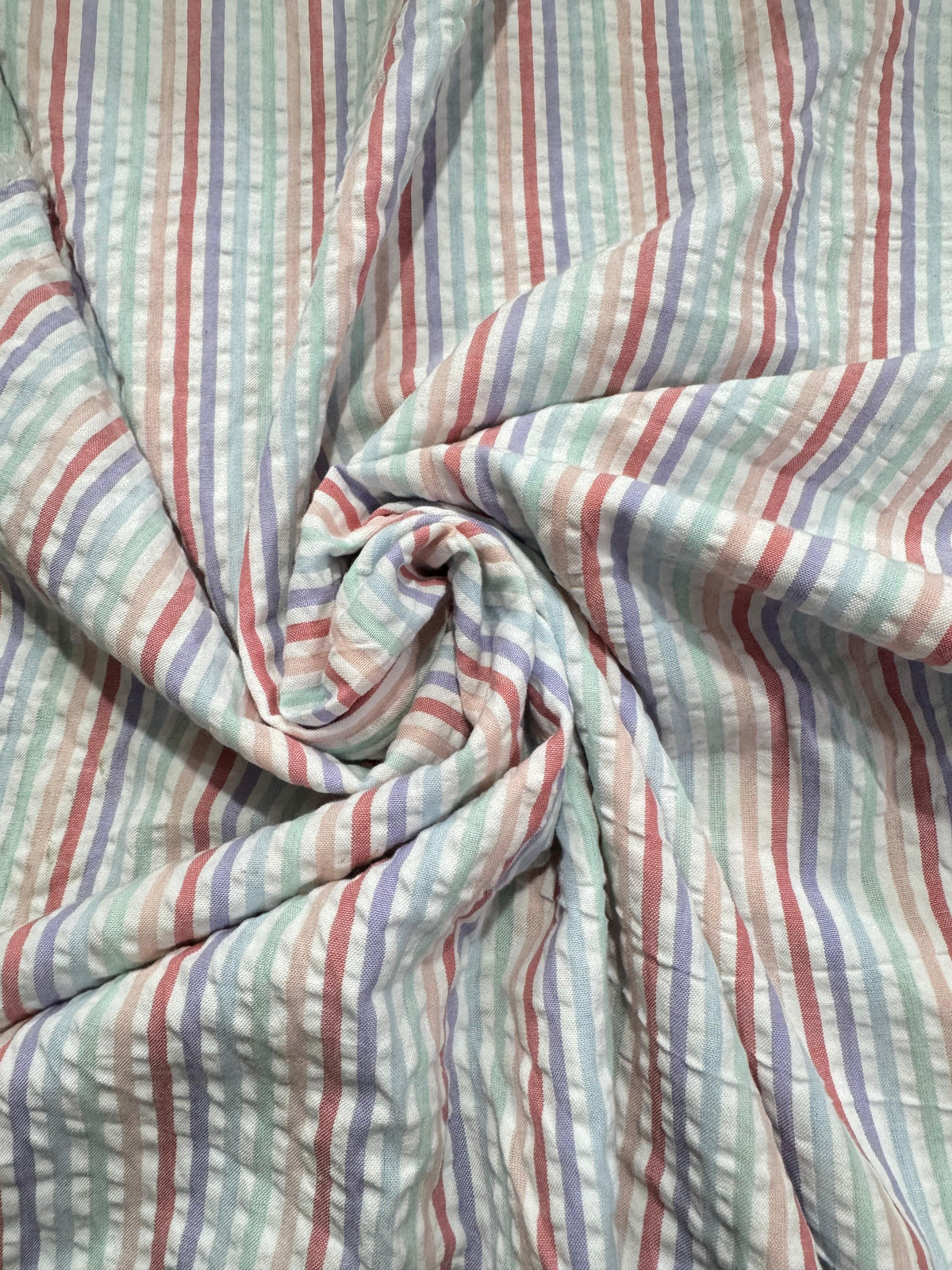 Multi Pastel Stripe Cotton SeerSucker *PRE ORDER*