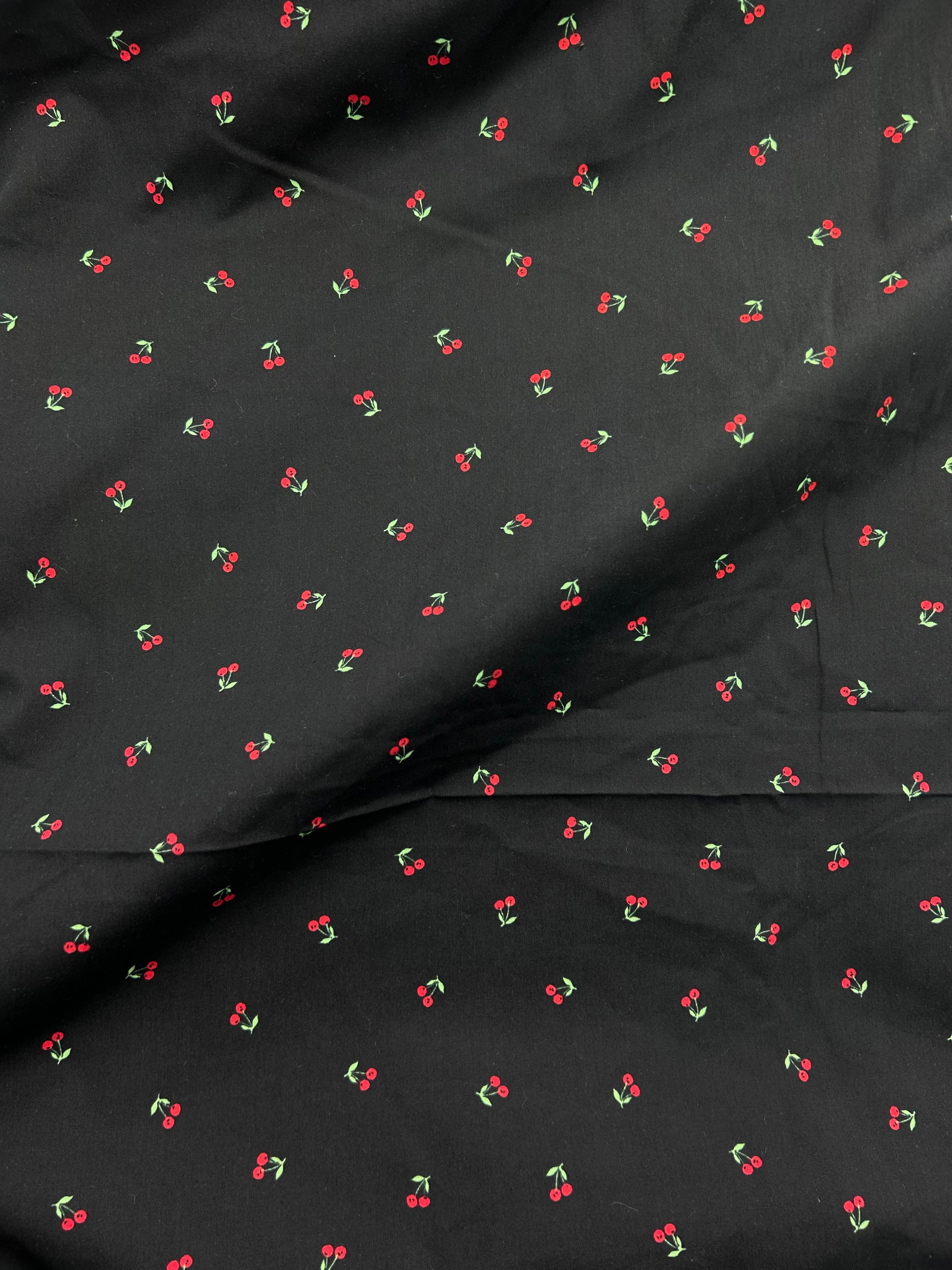 Black Mini Cherry Cotton - Various Sizes