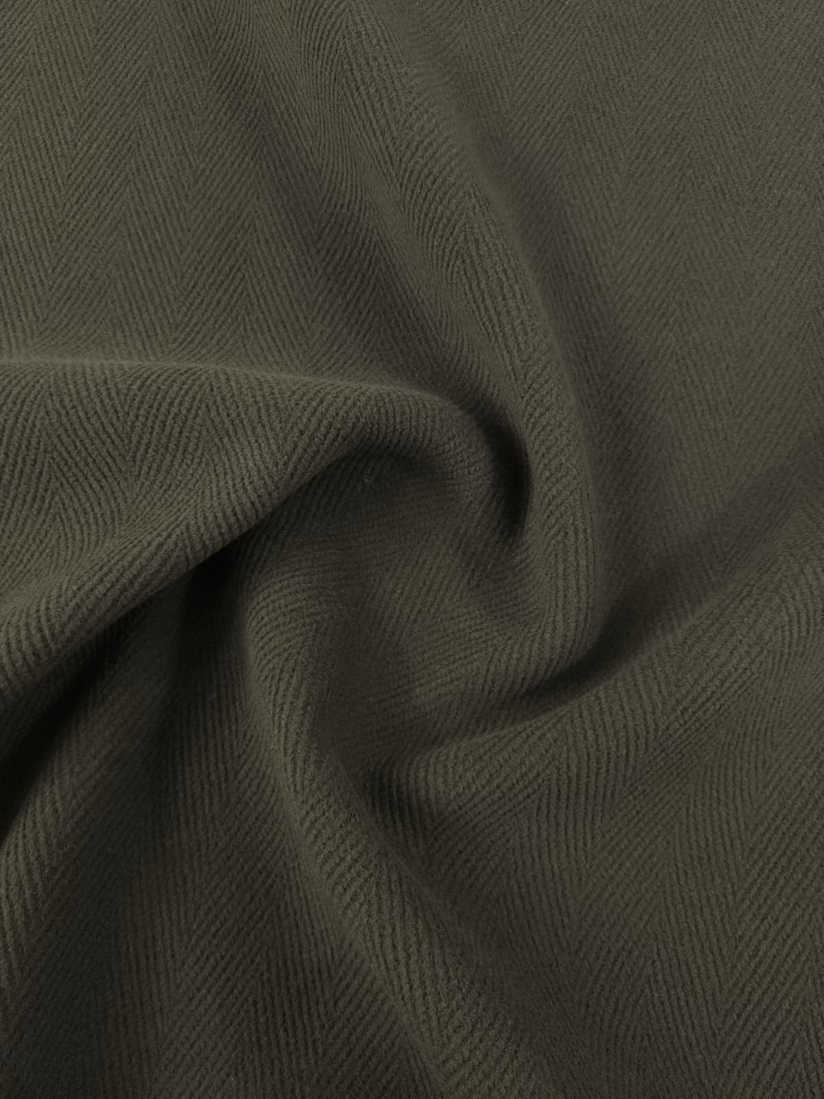 Khaki Herringbone Virgin Wool