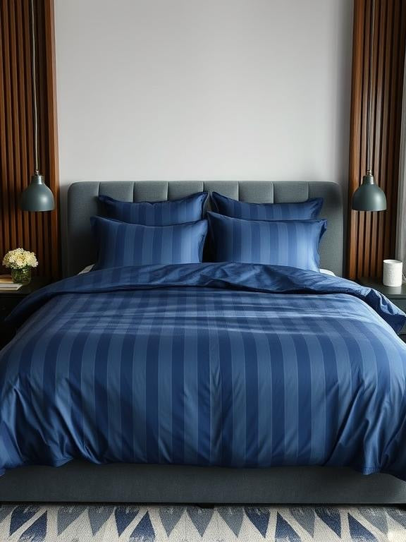 Navy Blue Stripe | Duvet Set | 100% Cotton Sateen *READ DESCRIPTION*
