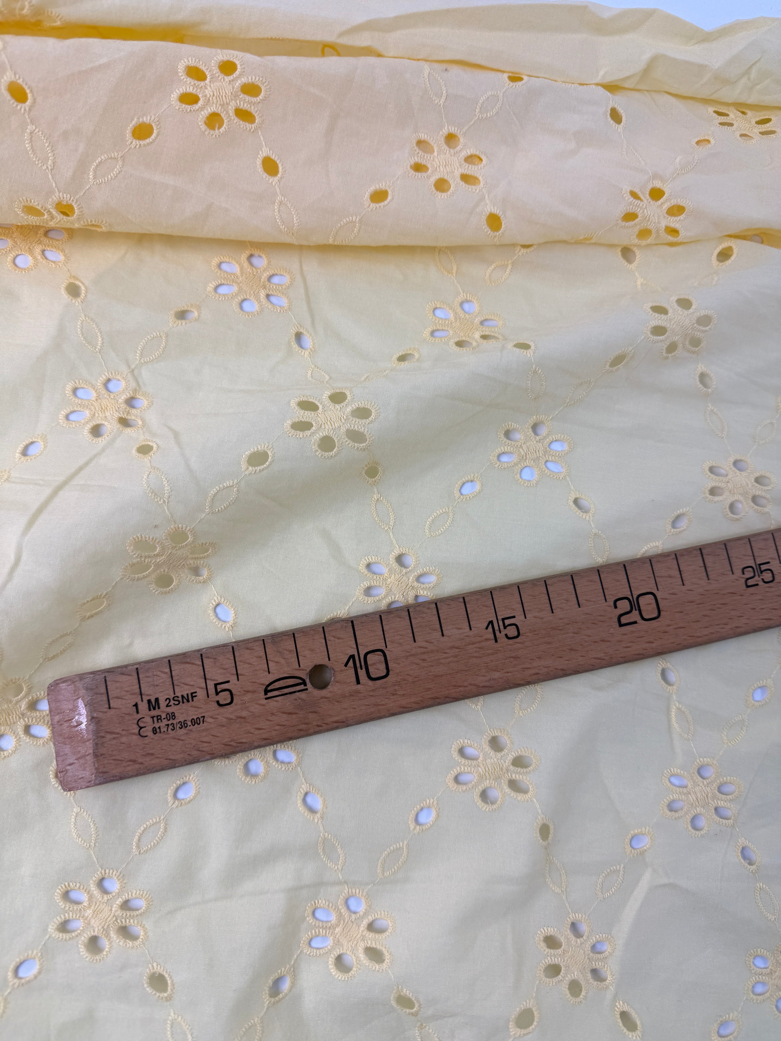 Pale Yellow Diamond Cambric Cotton Broderie Anglaise