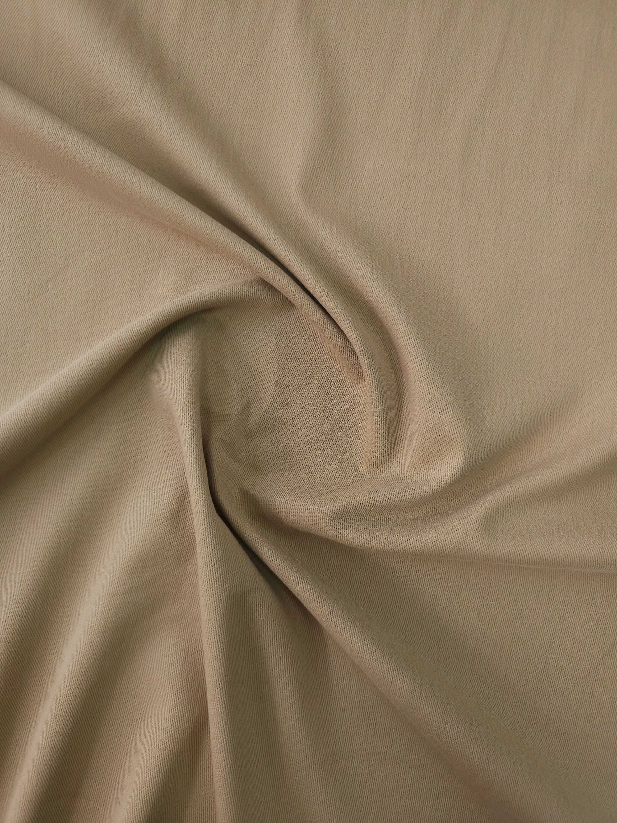 Warm Beige Lightweight Brushed Cotton Twill