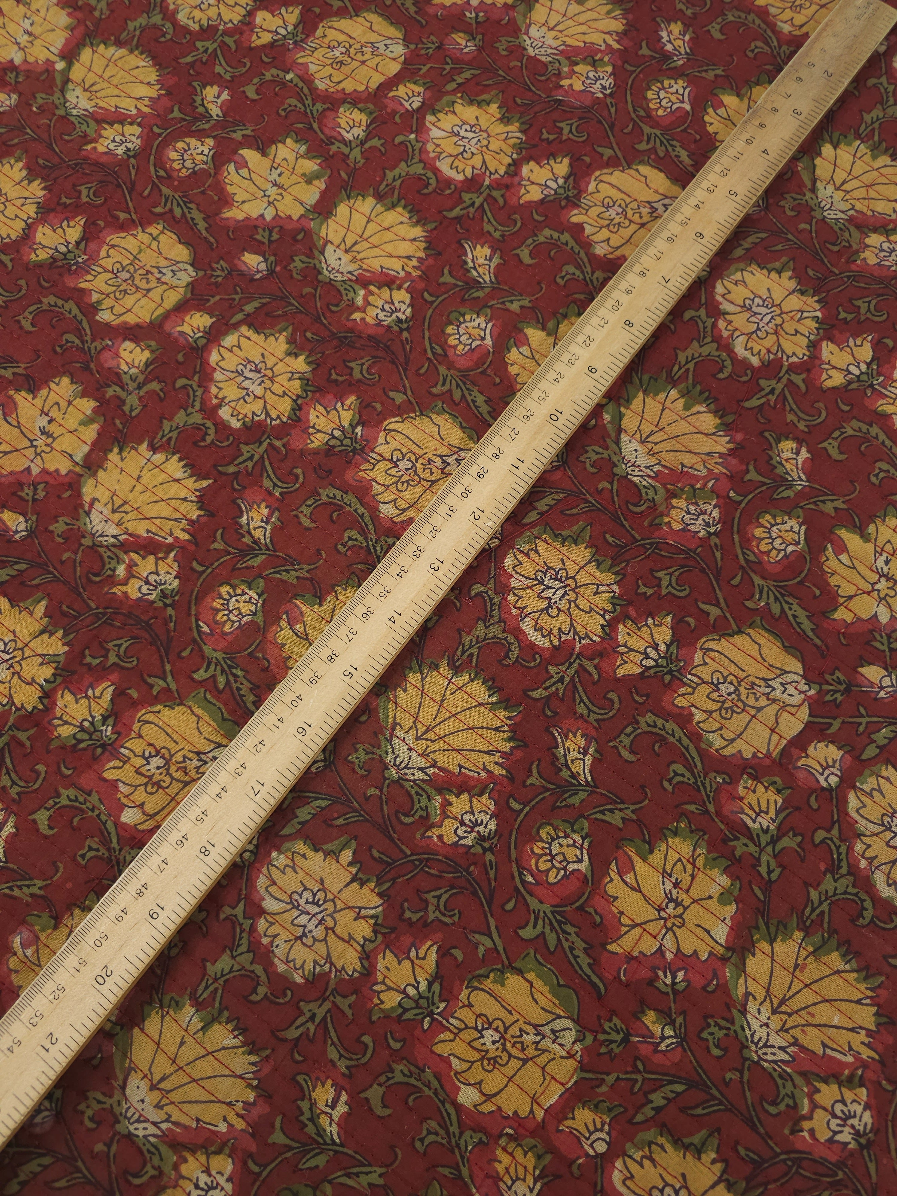 Wine Vintage Floral Quilted Block Print