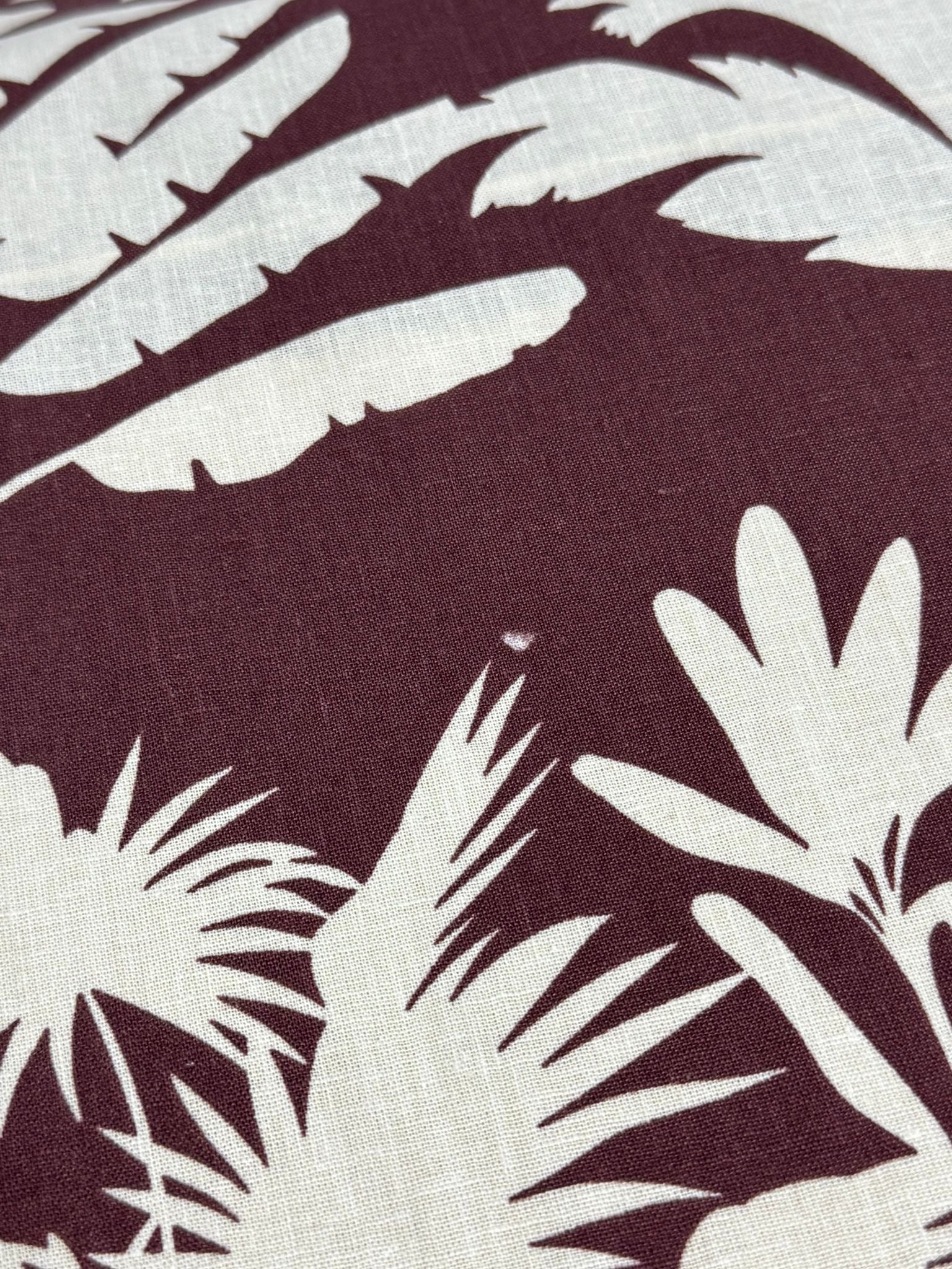 Burgundy Palm Tree 100% Linen *DEFECT*