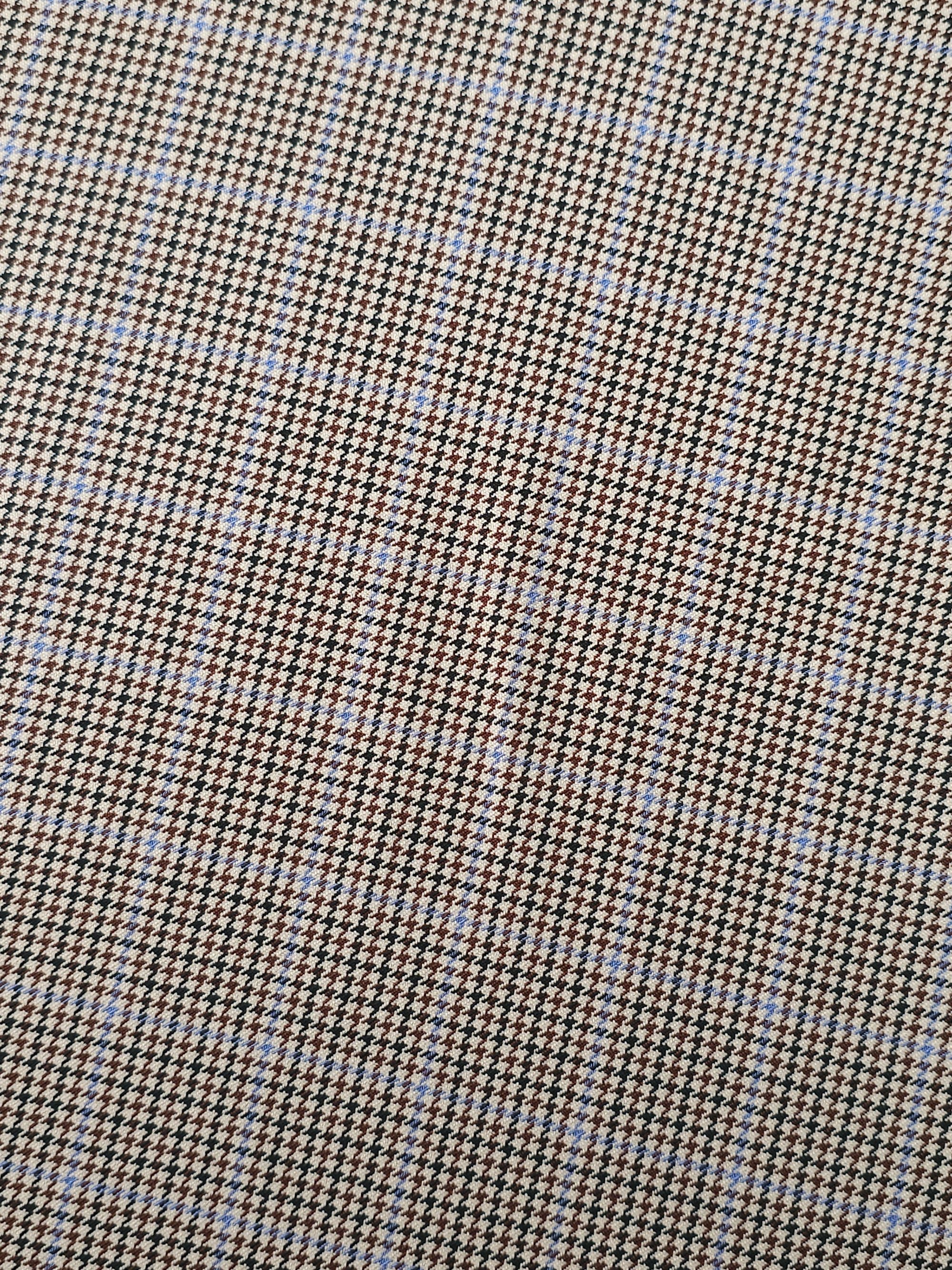 Brown/Lilac Mini Dogtooth Check Poly Wool Suiting