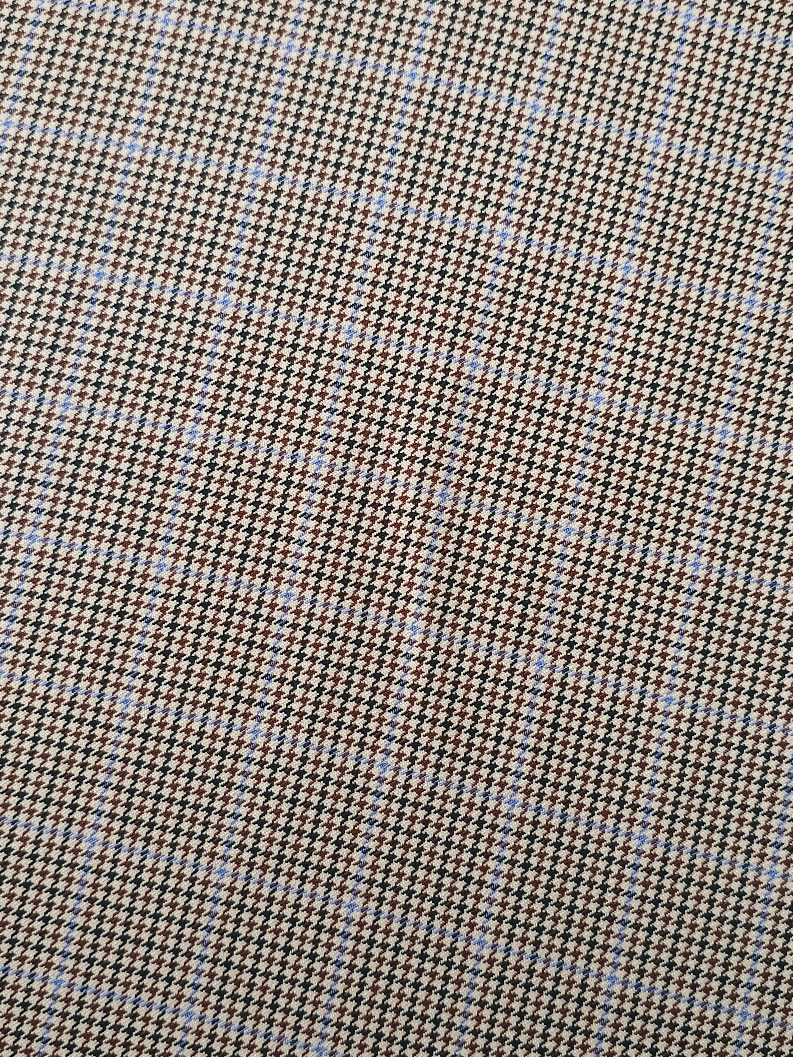 Brown/Lilac Mini Dogtooth Check Poly Wool Suiting