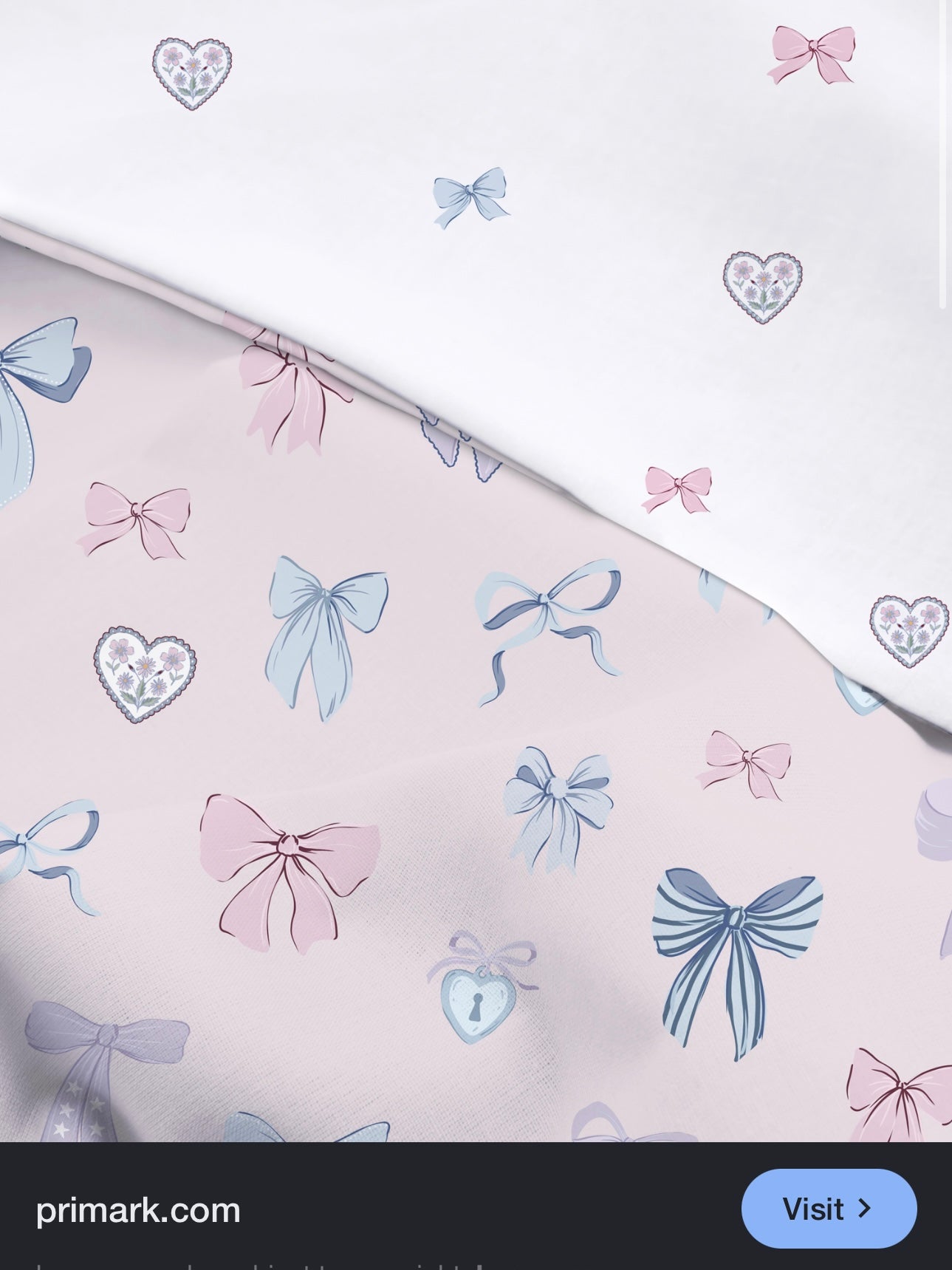 Pastel Bow Charm 100% Cotton 102” - Primark *EXTRA WIDE*