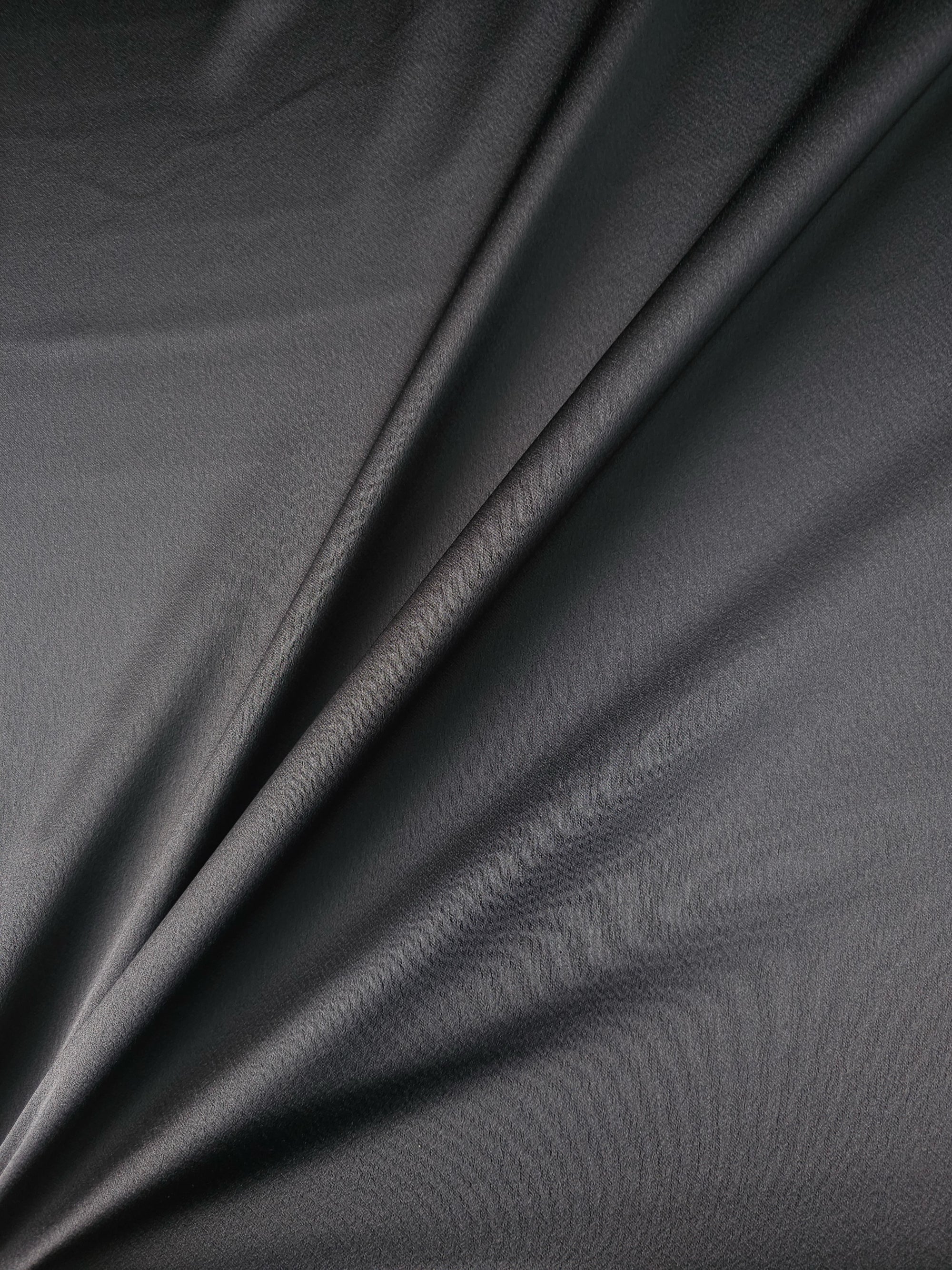 Black Poly Satin Crepe