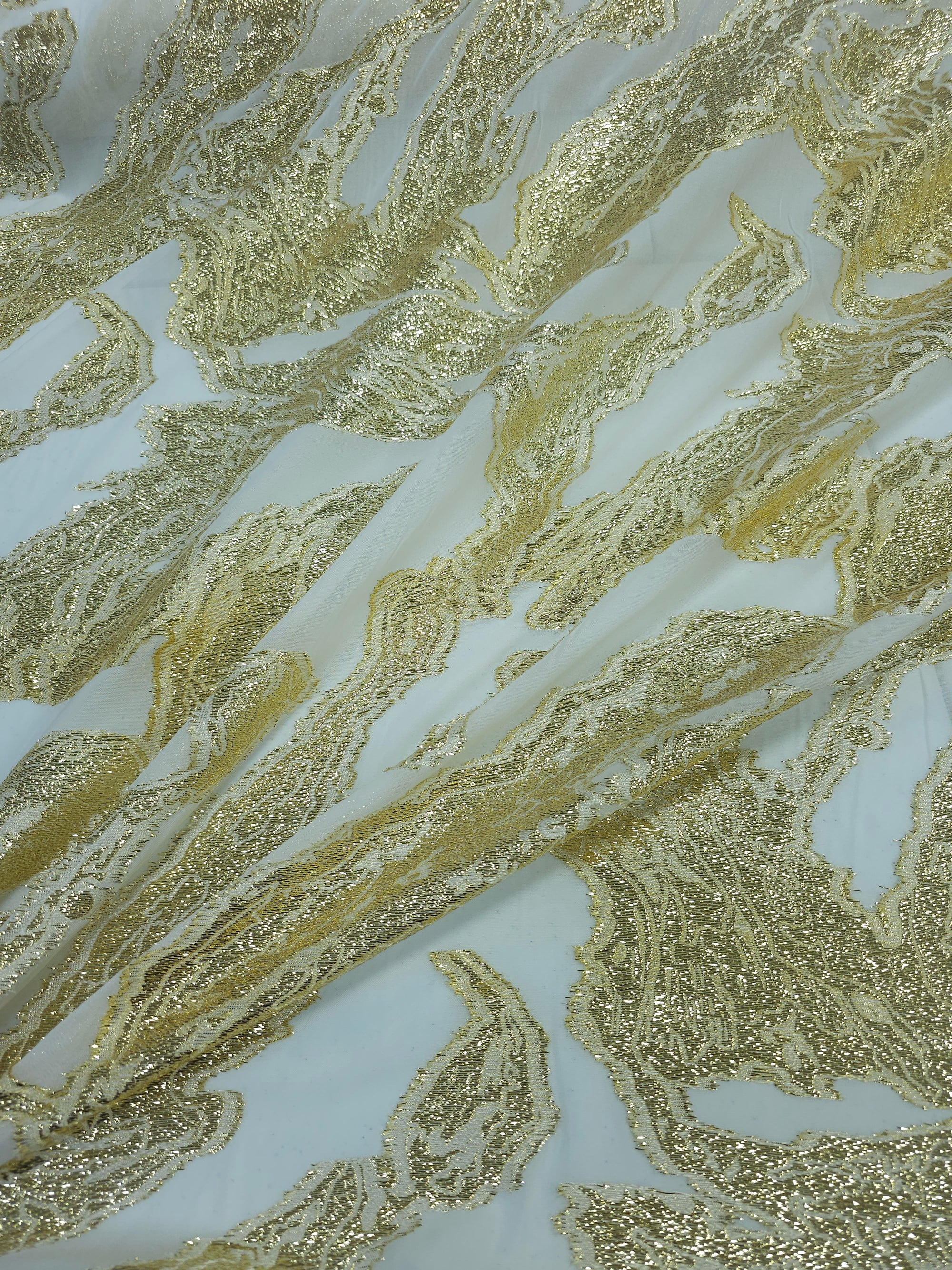 Gold/White Abstract Lurex Jacquard