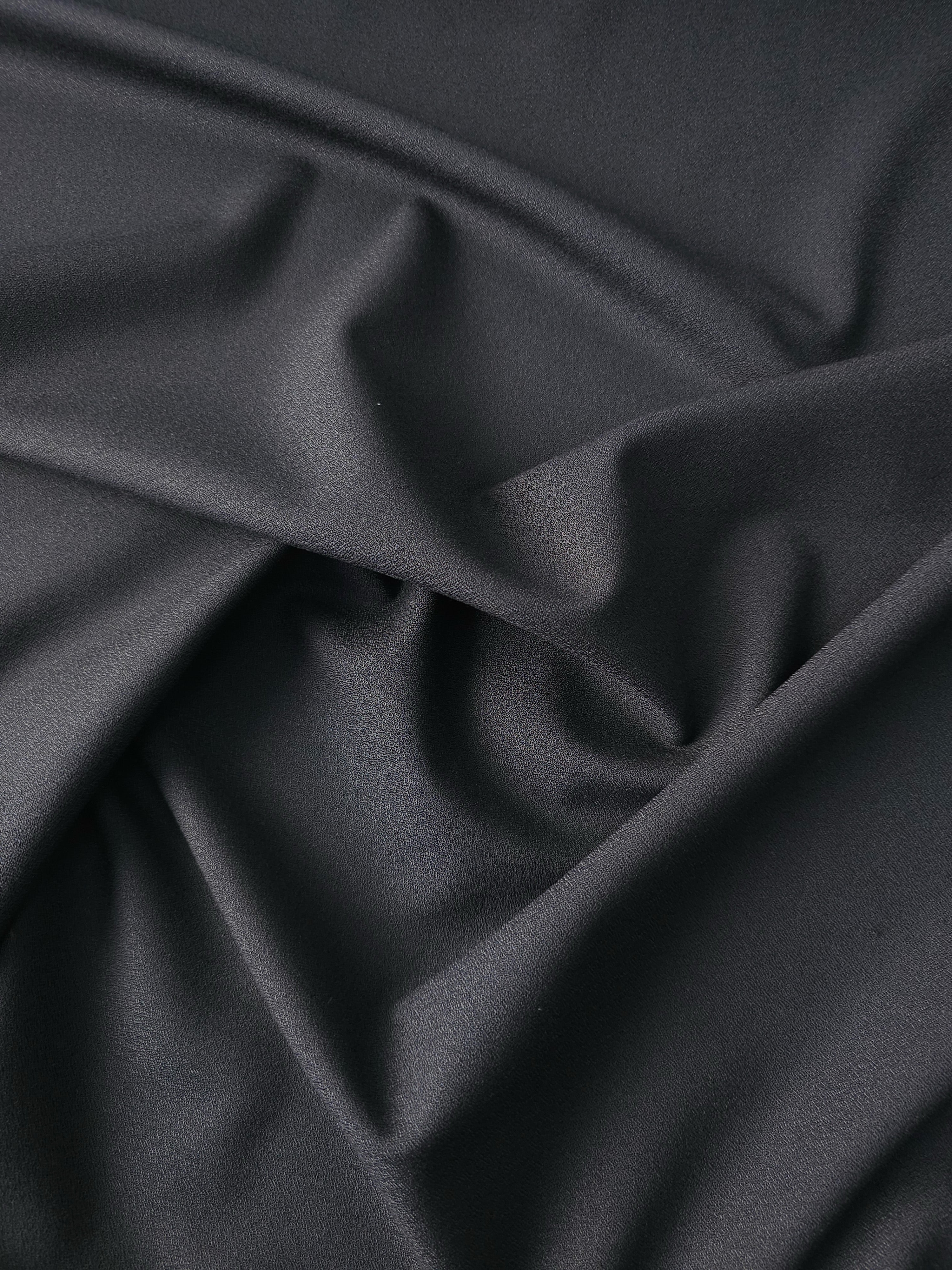 Black Poly Crepe Suiting