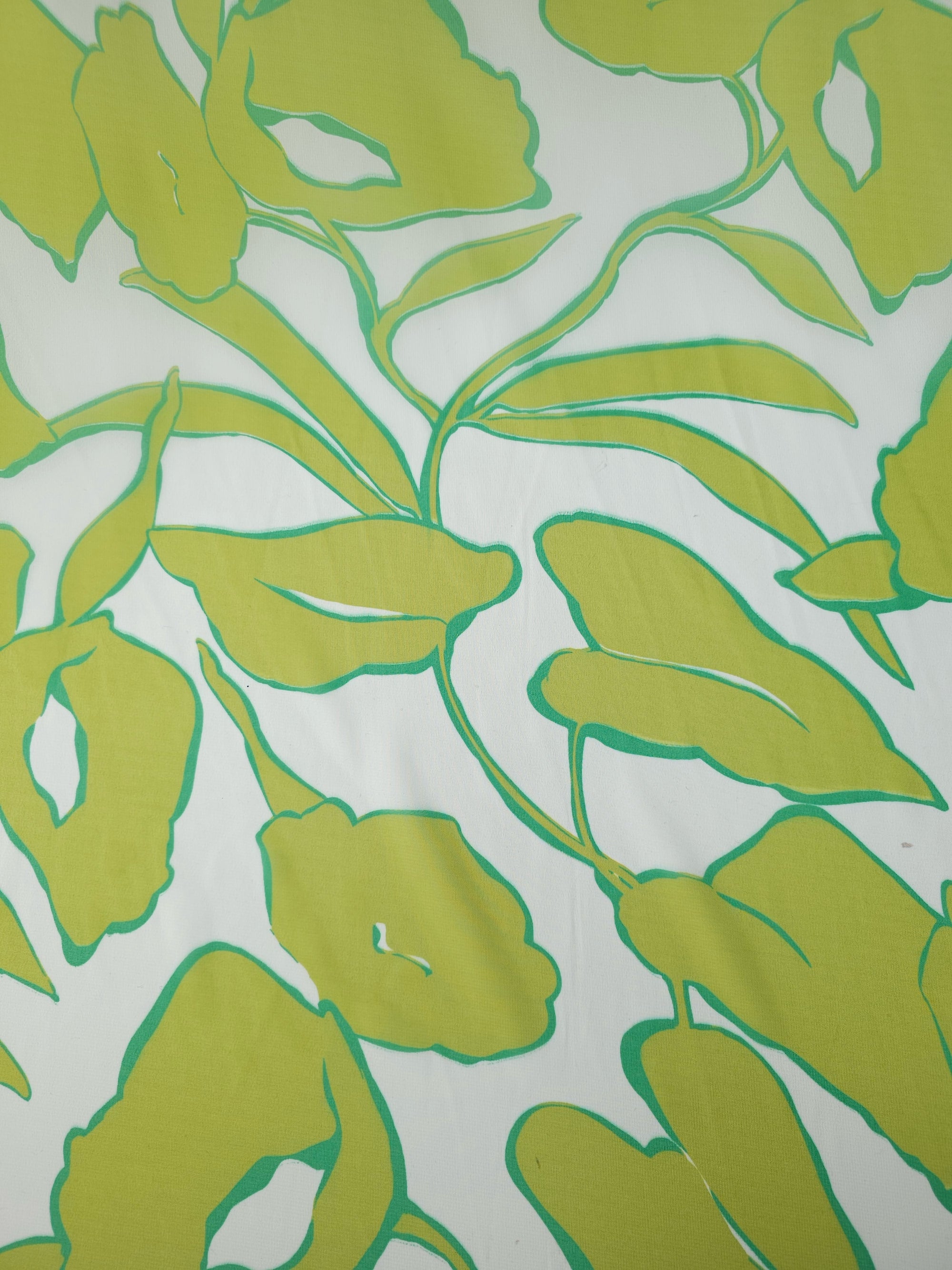 Lime Green Large Leafy Chiffon