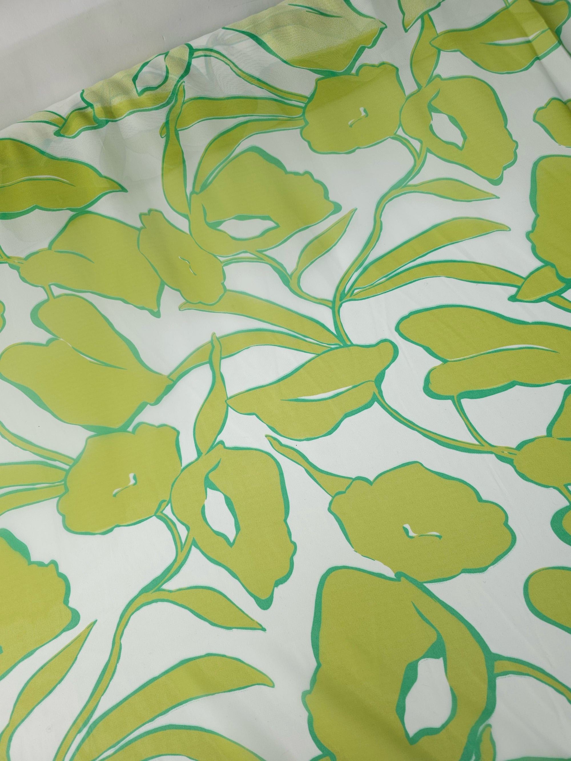 Lime Green Large Leafy Chiffon