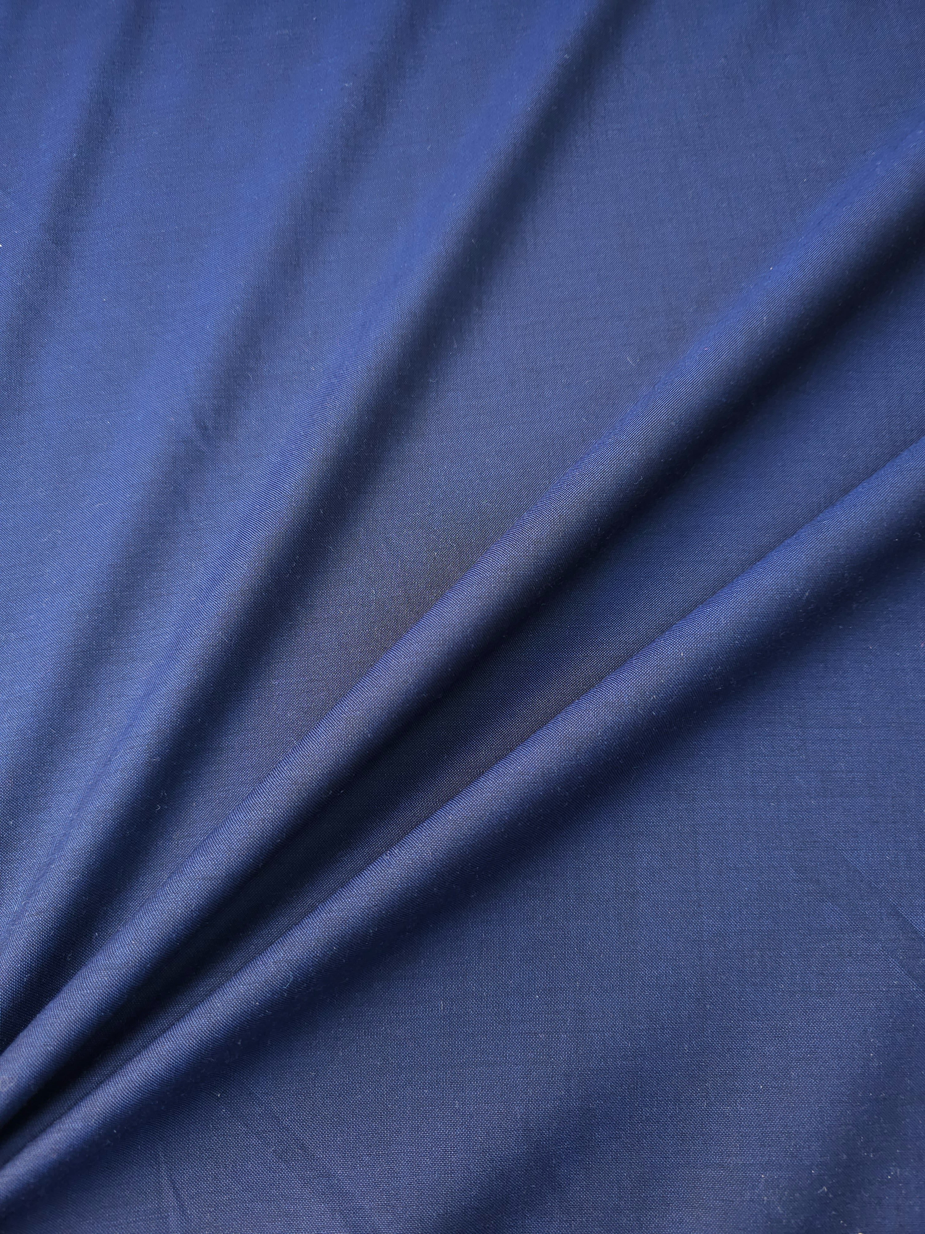 Dark Blue Slub Poly Wool Suiting