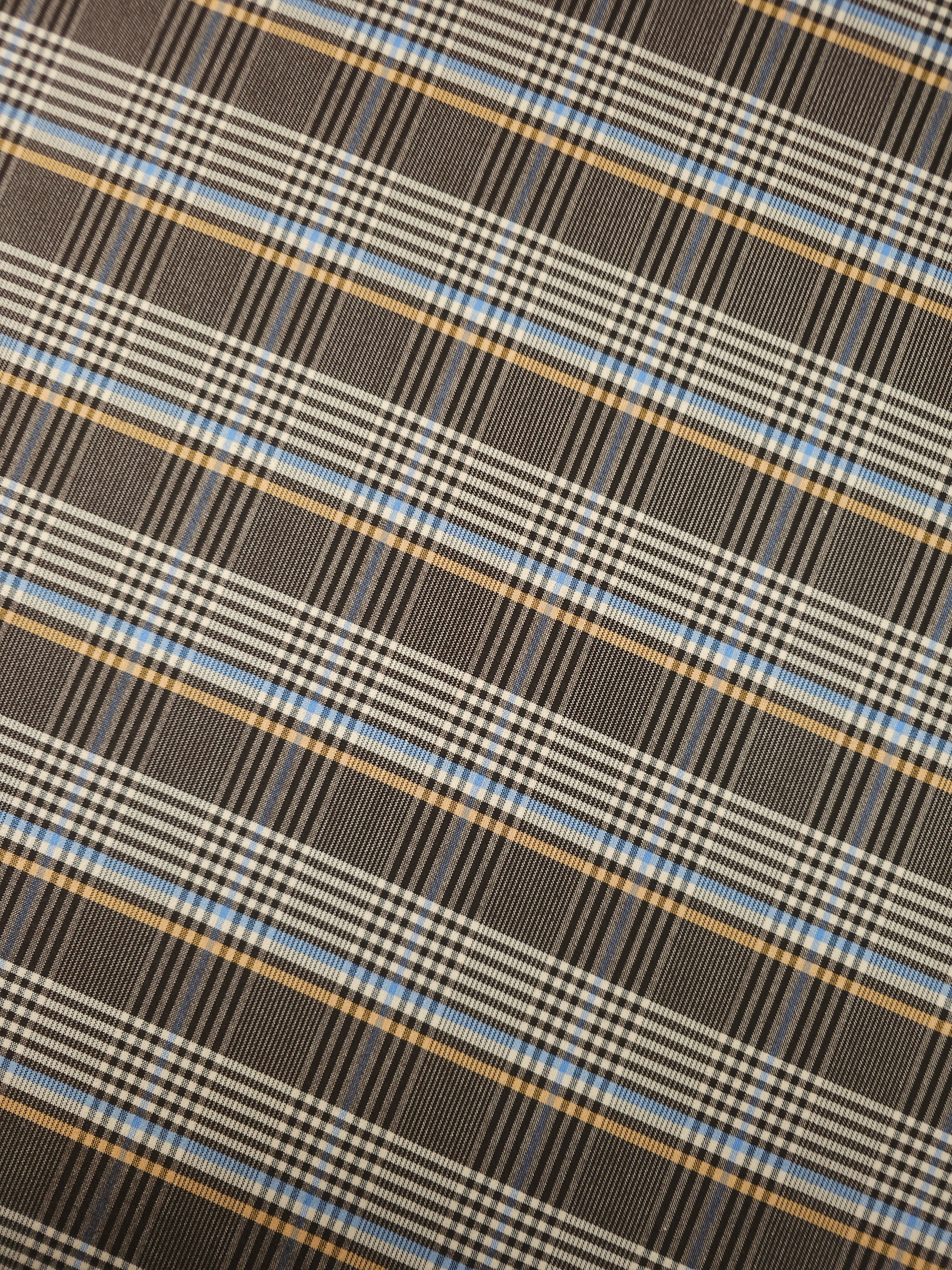Brown/Yellow/Blue Tartan Check Poly Cotton