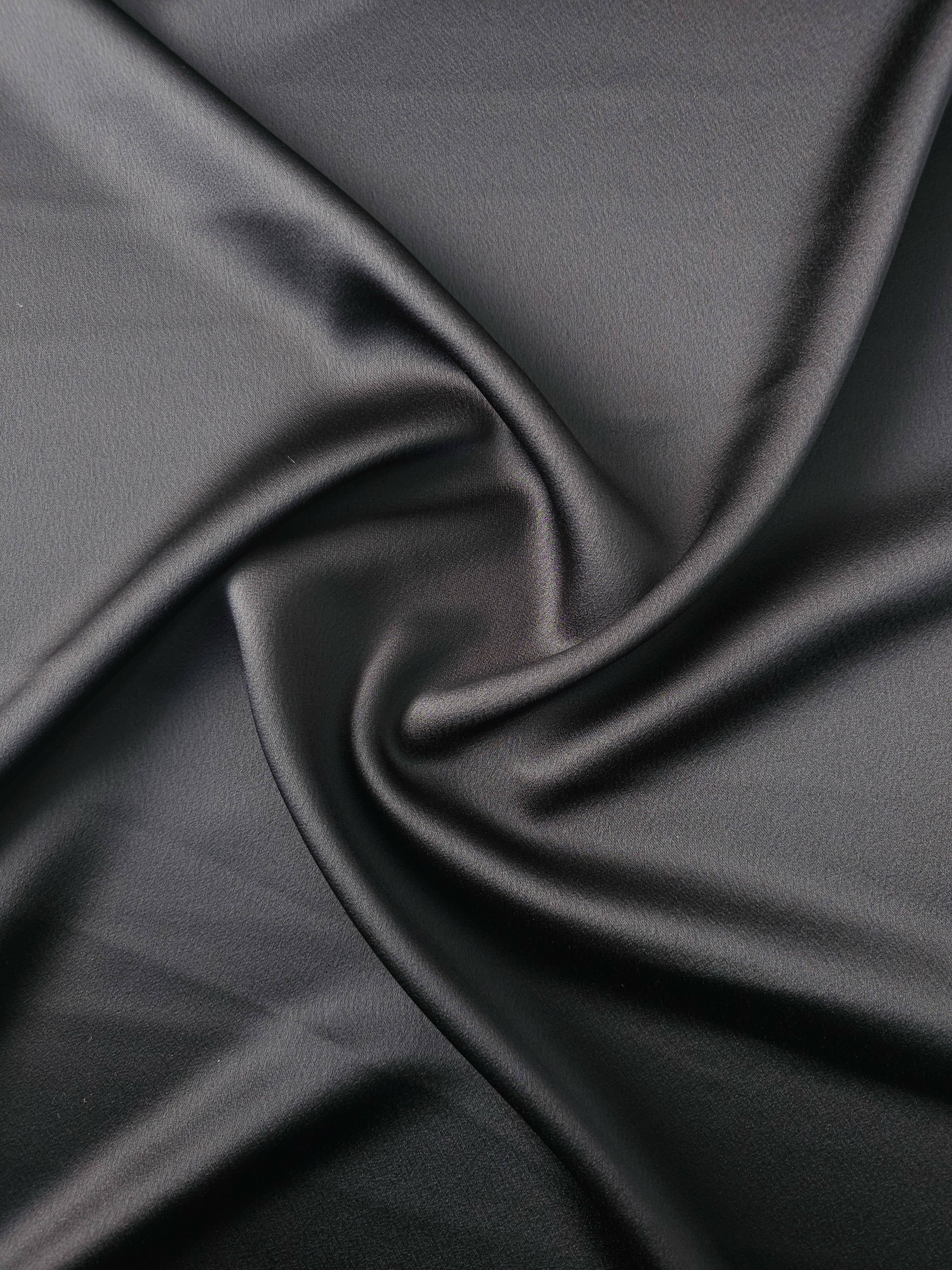 Black Poly Satin Crepe