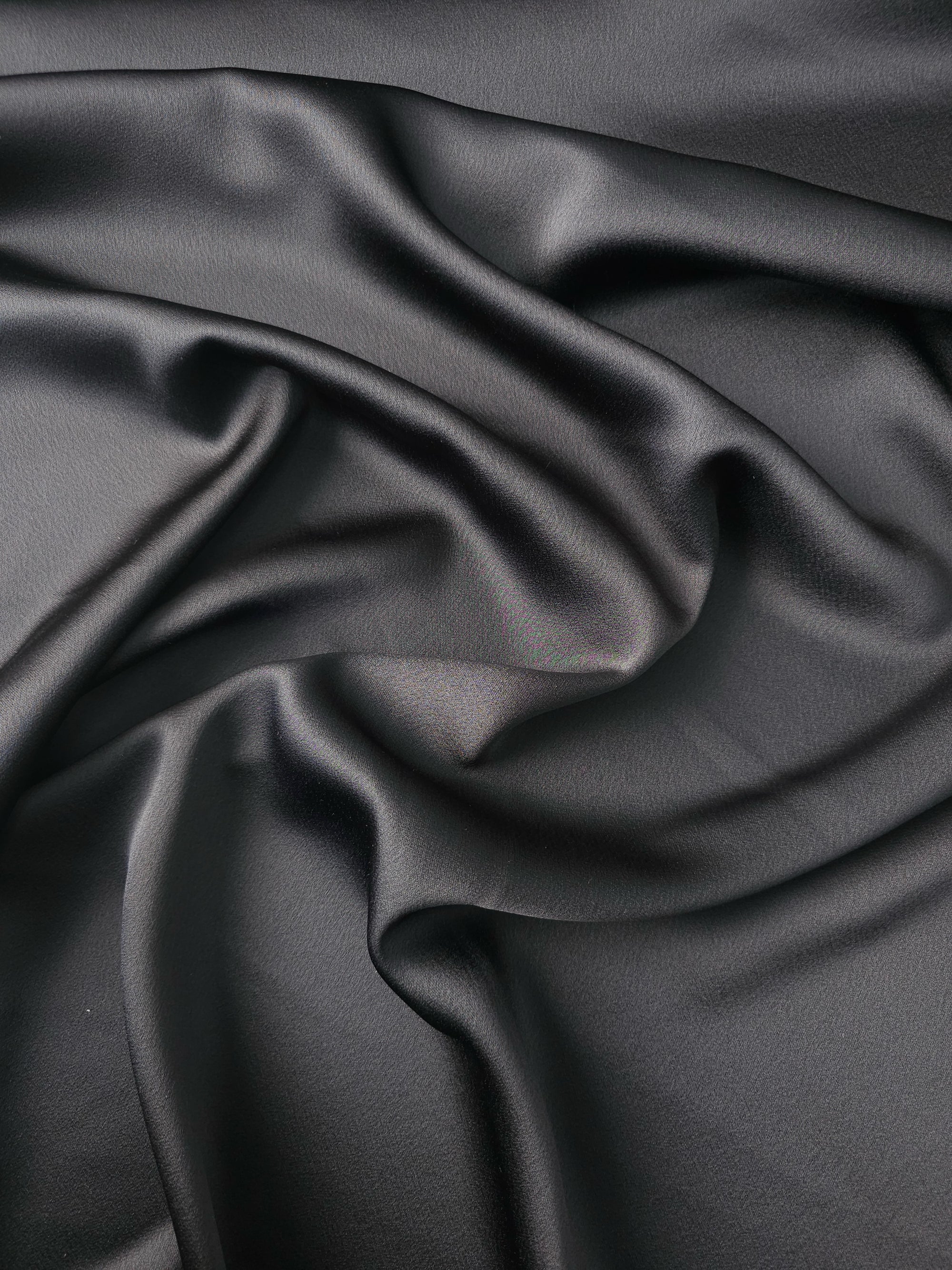 Black Poly Satin Crepe