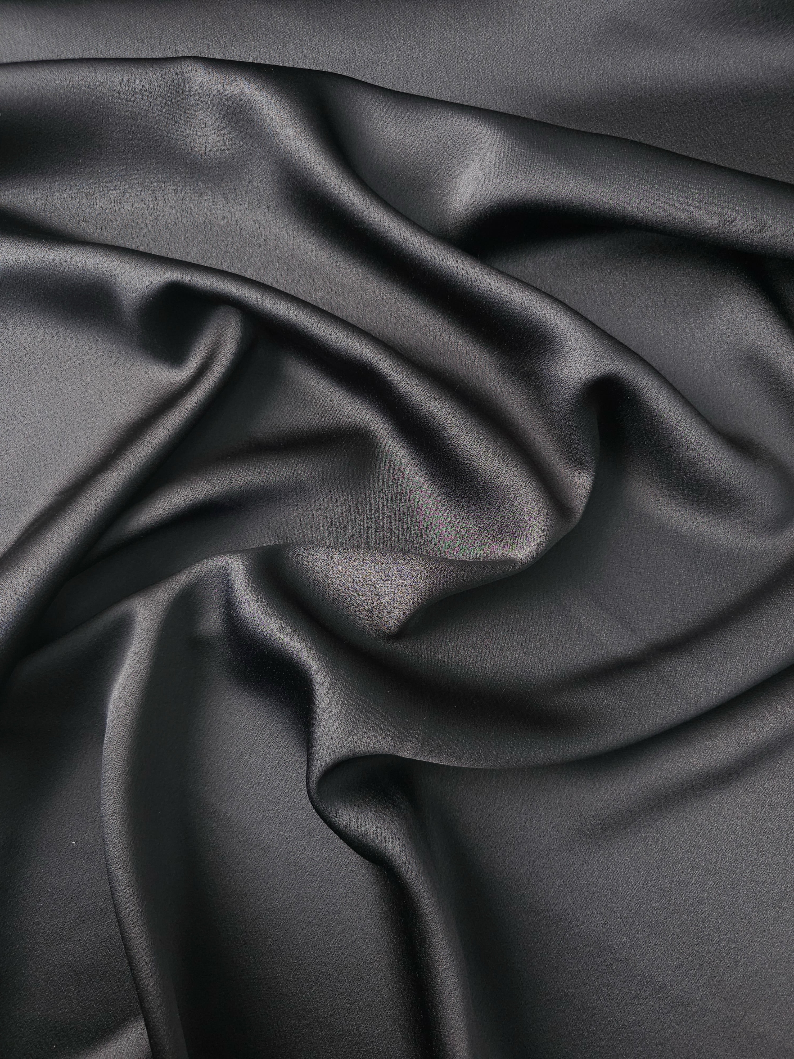 Black Poly Satin Crepe