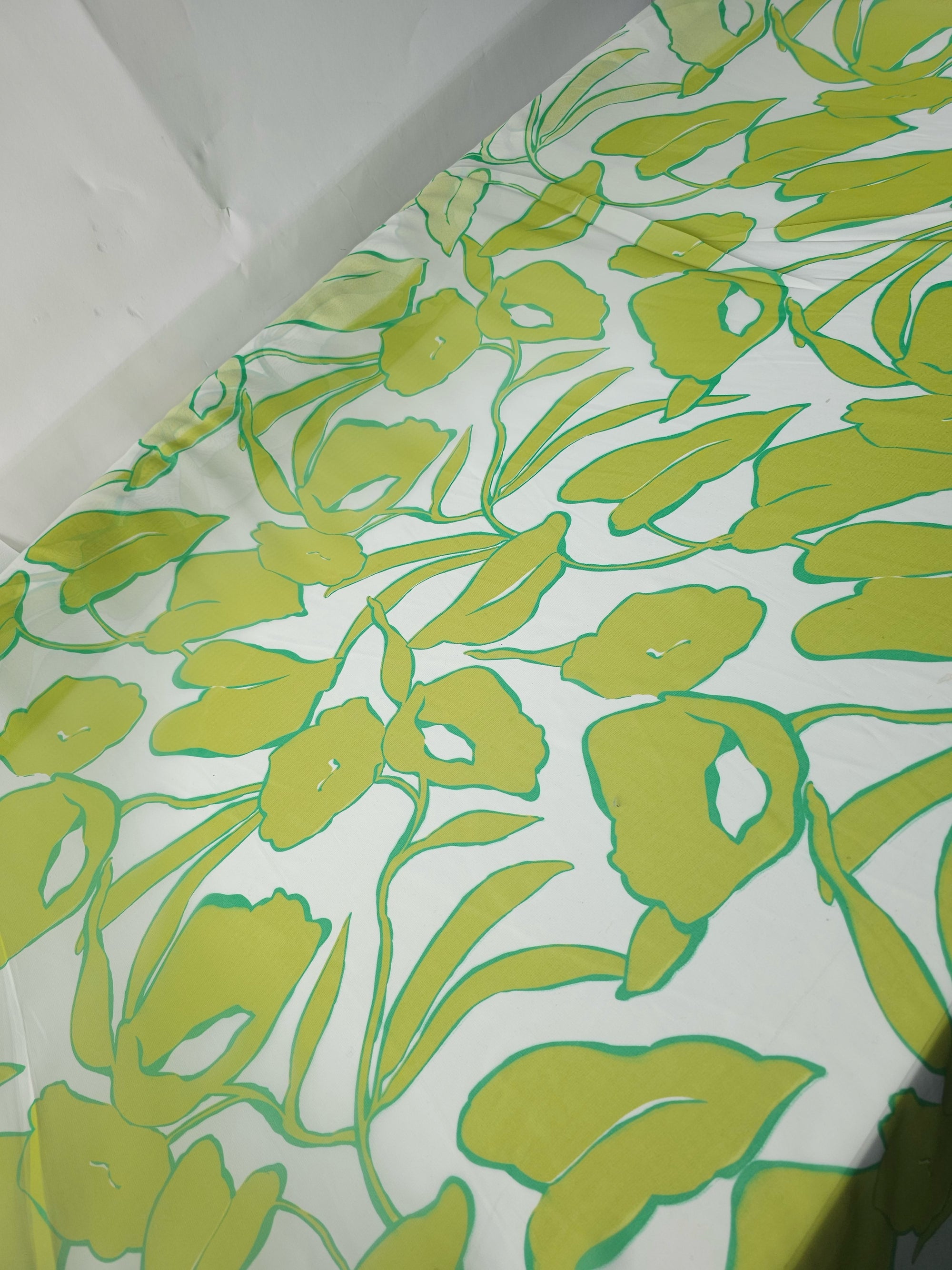 Lime Green Large Leafy Chiffon