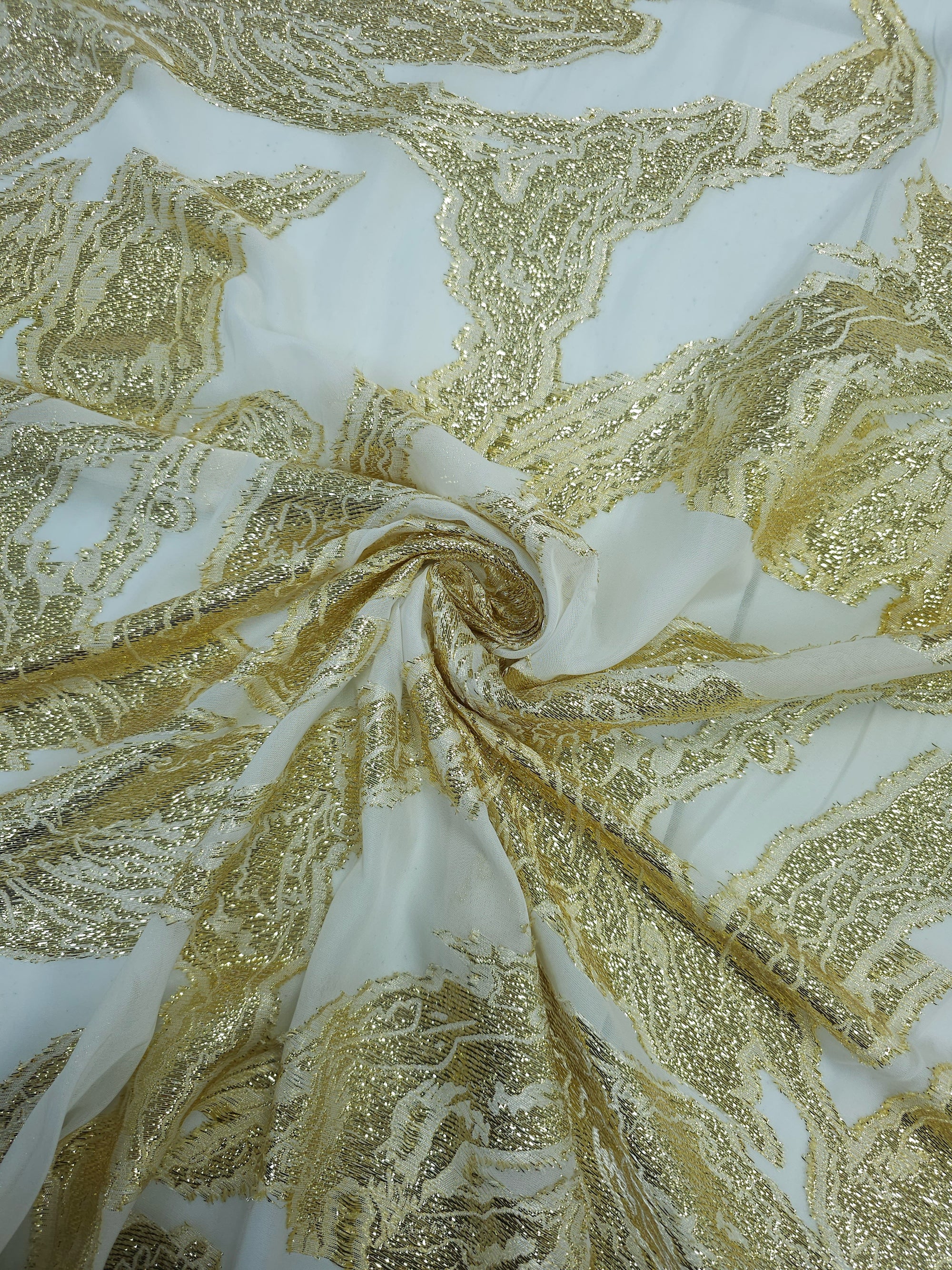 Gold/White Abstract Lurex Jacquard