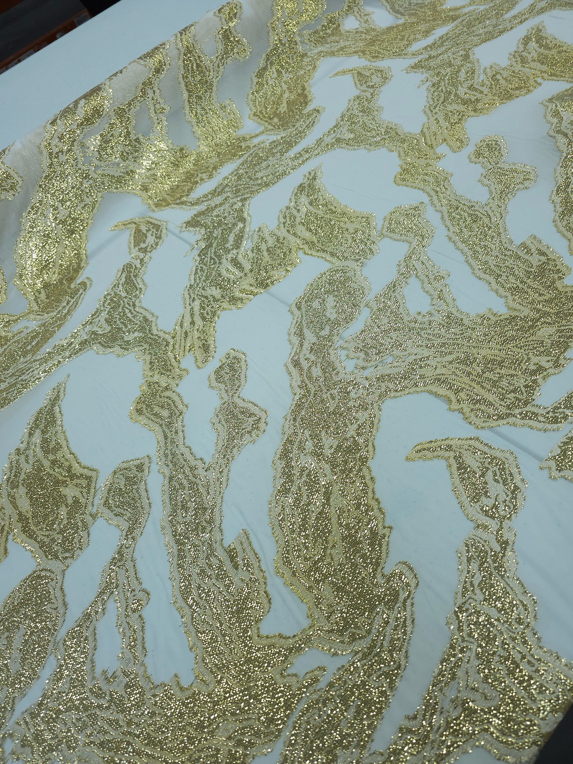 Gold/White Abstract Lurex Jacquard
