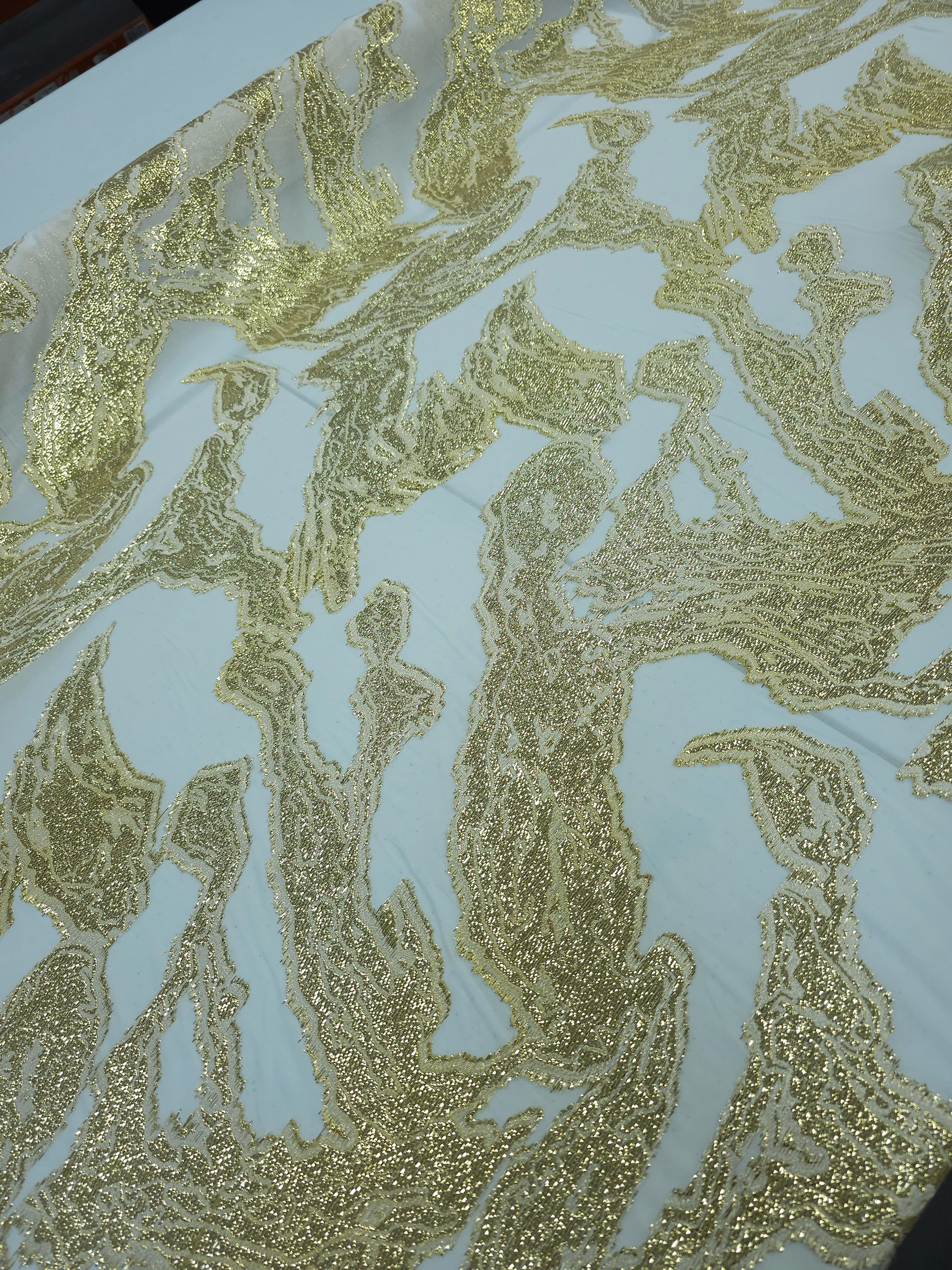 Gold/White Abstract Lurex Jacquard