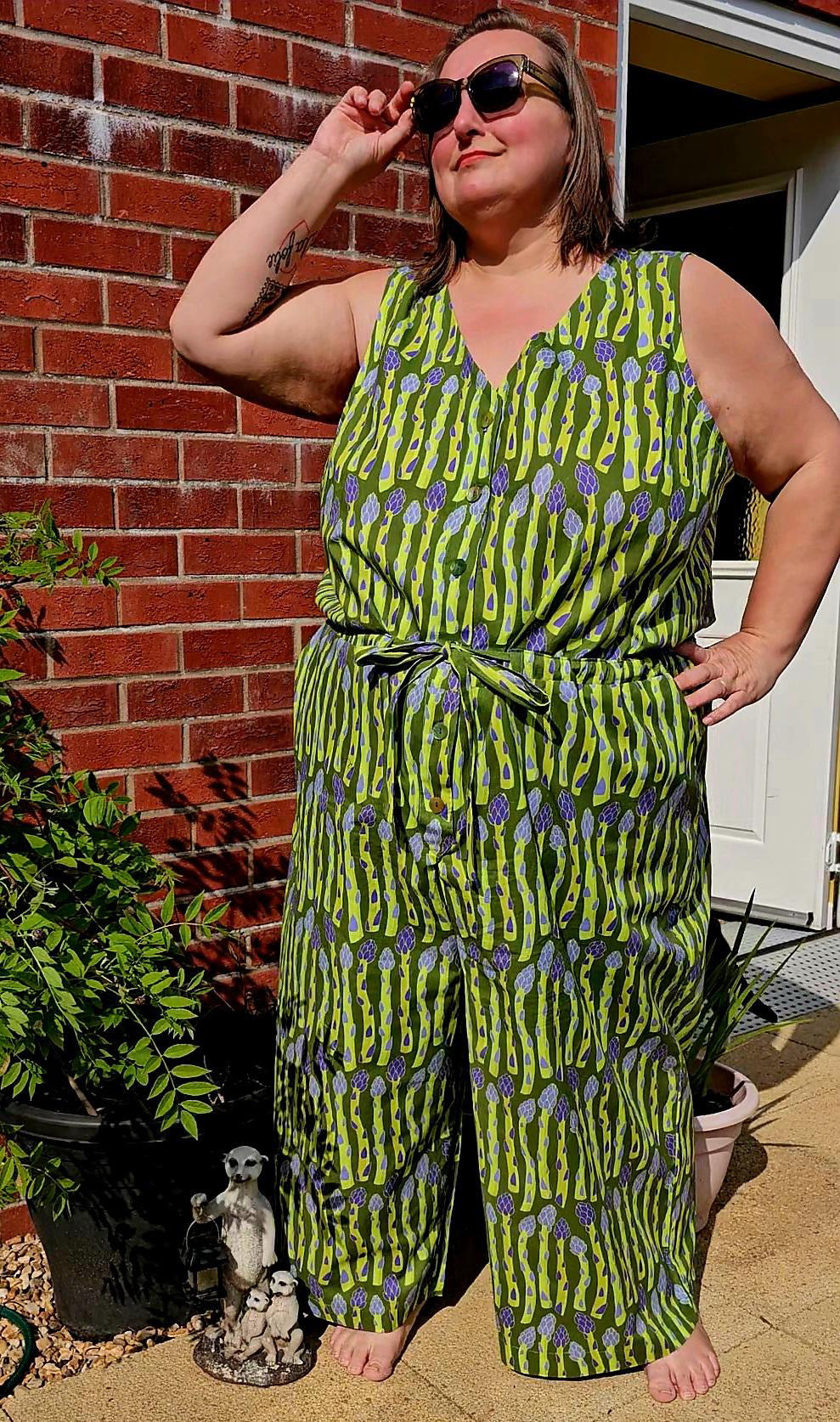 Green Novelty Asparagus 100% Cotton - Free Spirit