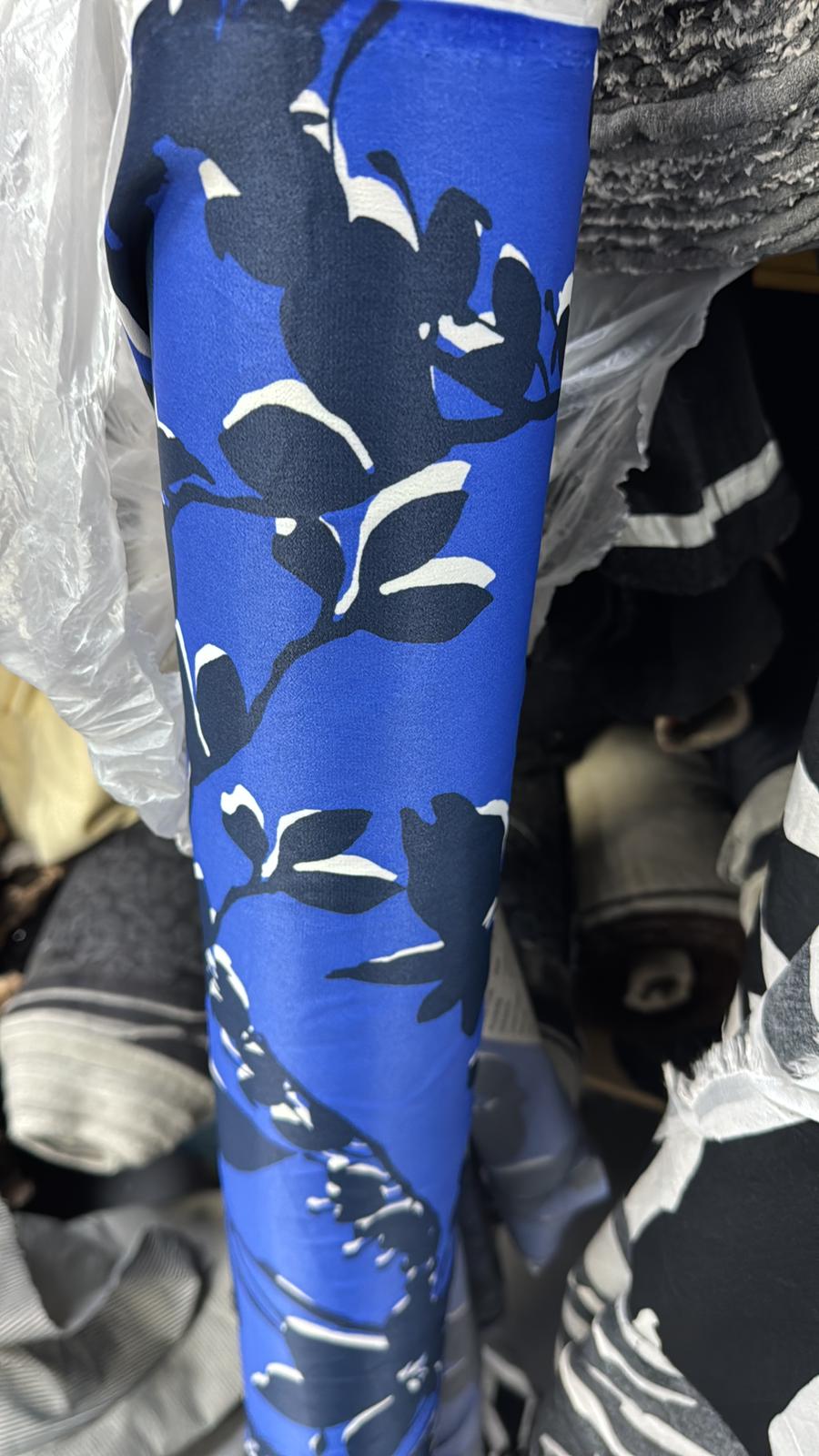 Navy/Blue Floral Crepe Backed Satin *DEFECT*