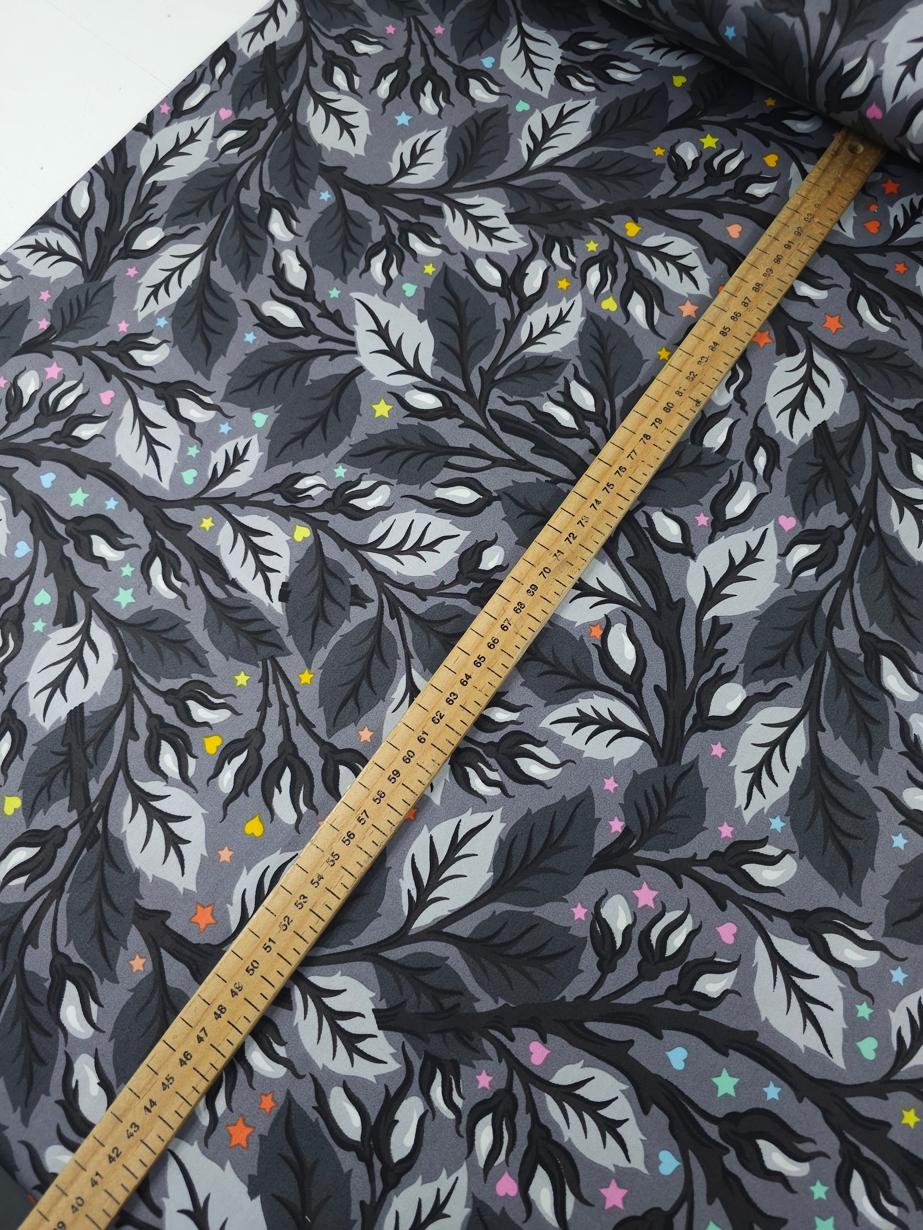 Carbon Grey Nip In The Bud Graywork Cotton Sateen 106” - Tula Pink (Various Sizes)