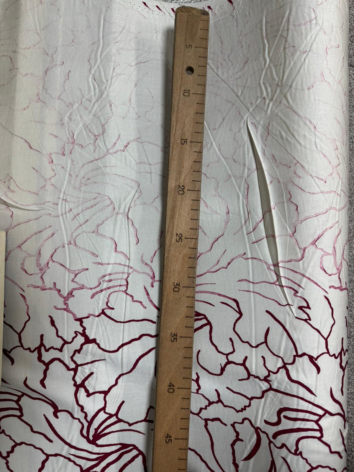 Wine/Cream Floral Outline Viscose Satin *DEFECT*