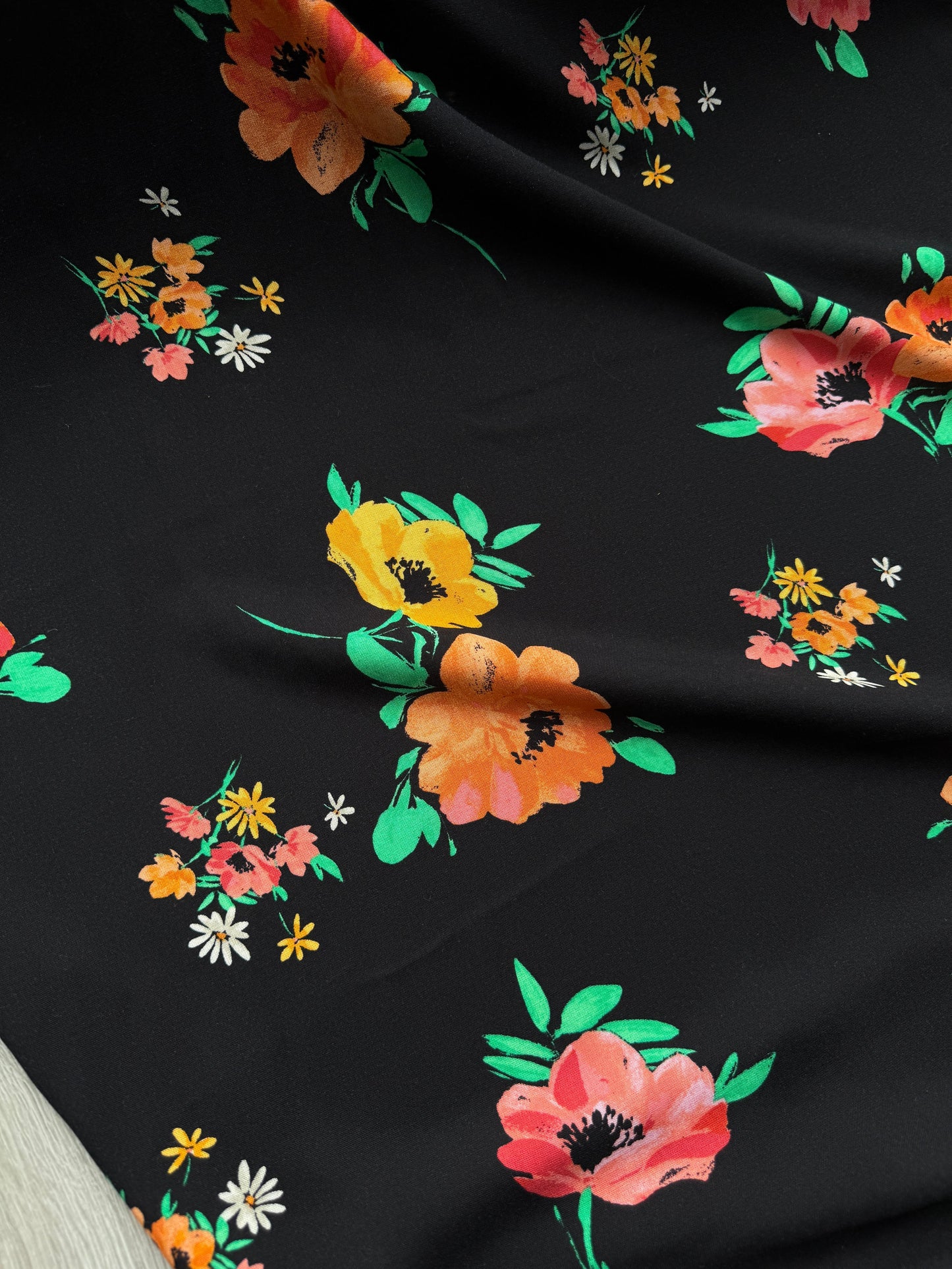 Warm Sunset Floral Viscose Rainbow Fabrics