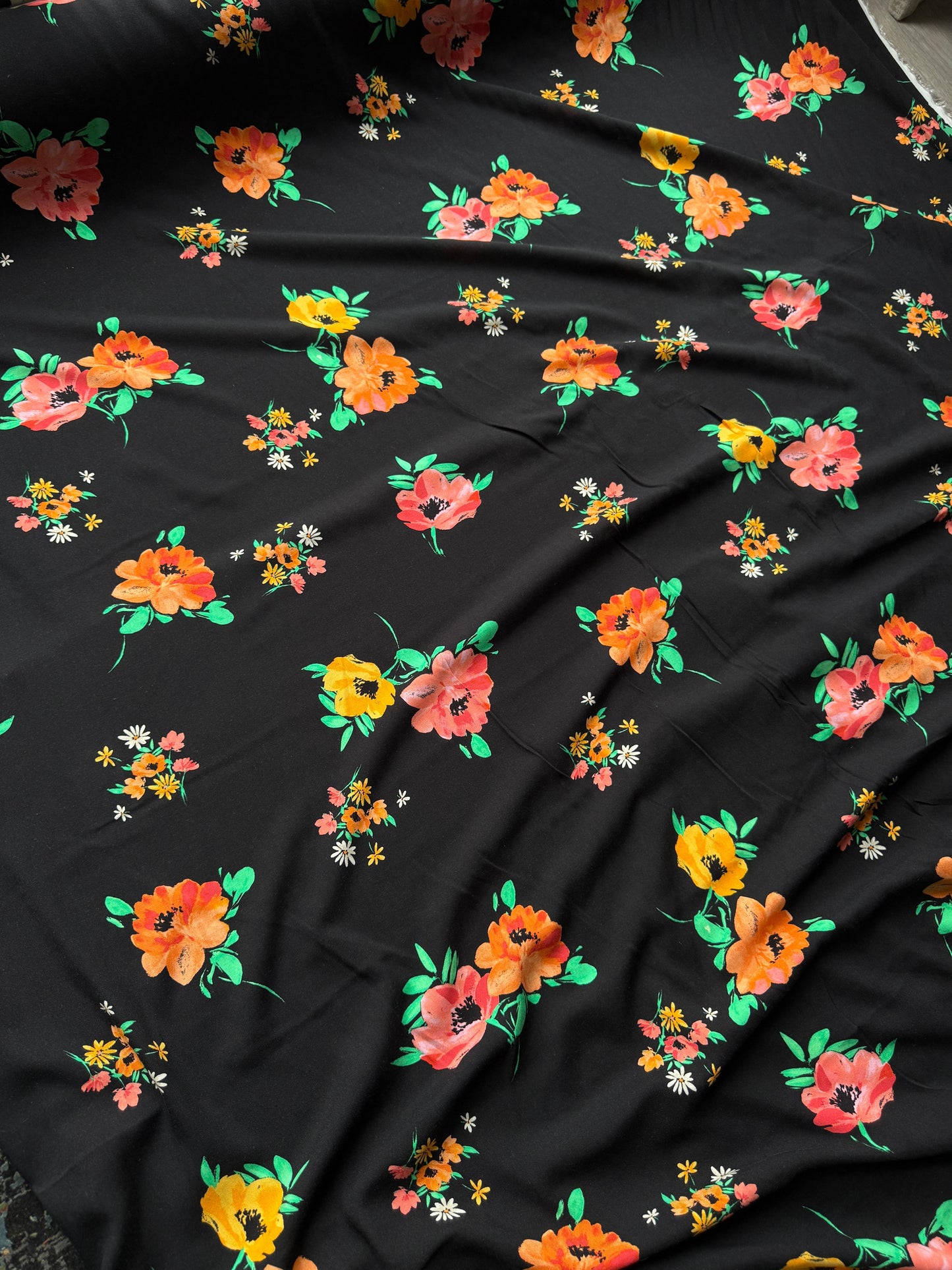 Warm Sunset Floral Viscose Rainbow Fabrics