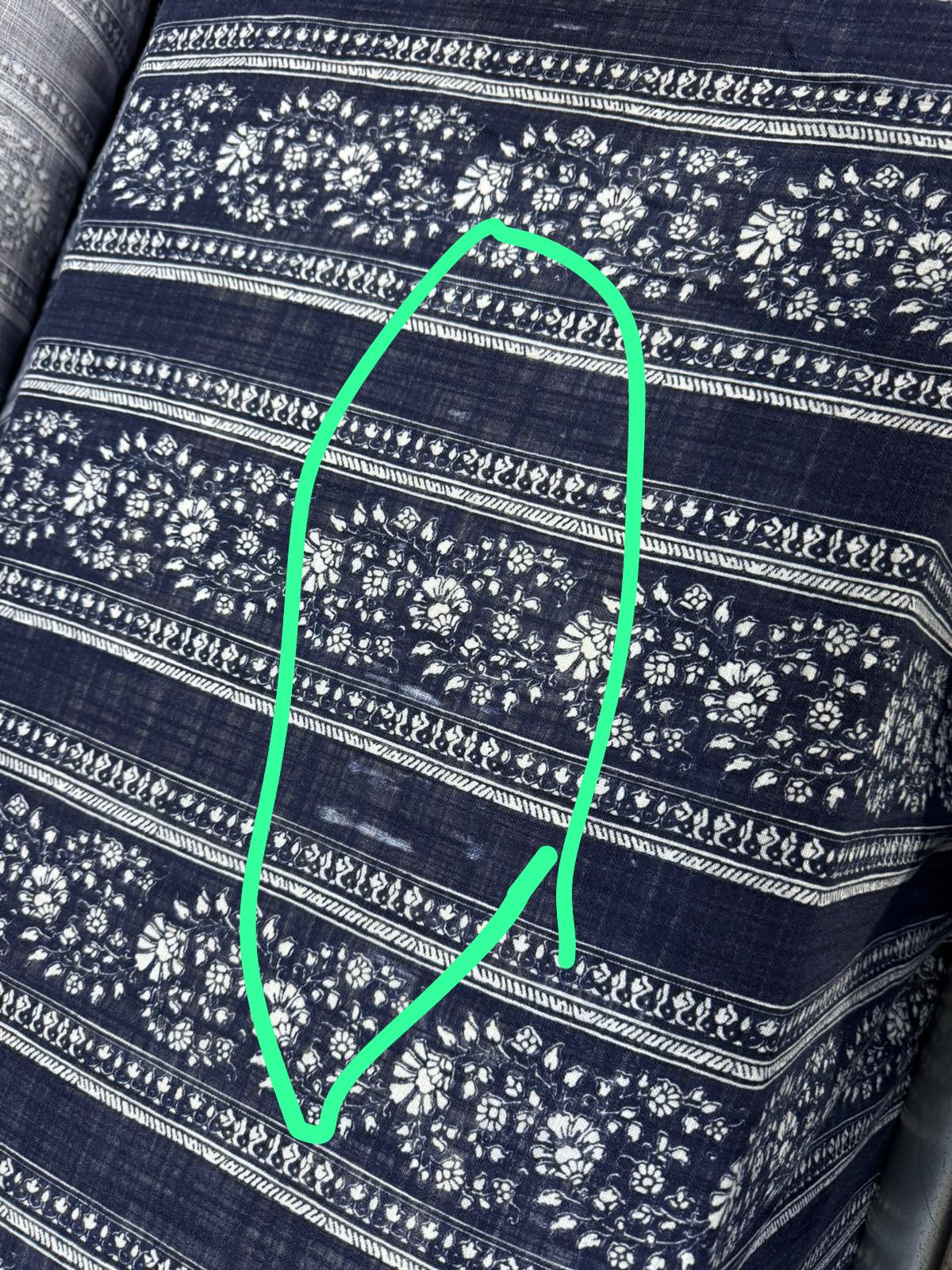 Navy Floral Stripe Cotton Flax *DEFECT*