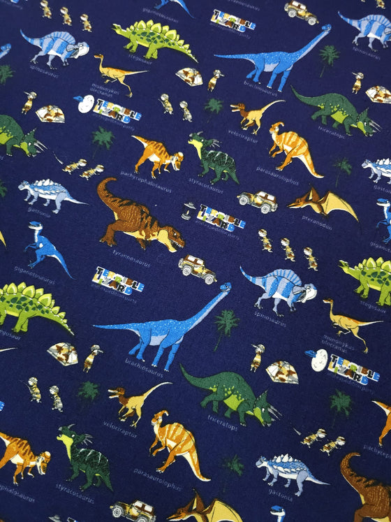 Navy Dinosaur 100% Cotton