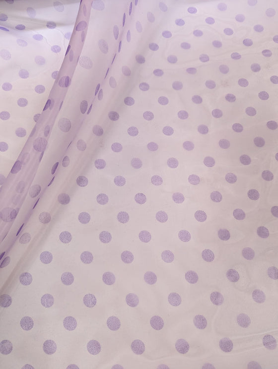 Lilac Printed Polka Organza