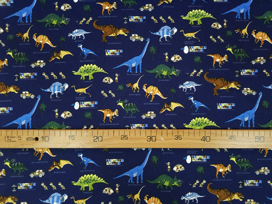 Navy Dinosaur 100% Cotton