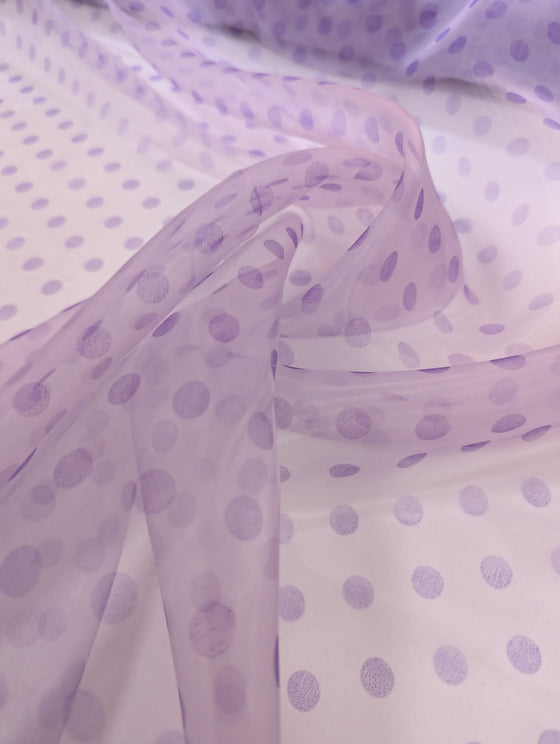 Lilac Printed Polka Organza