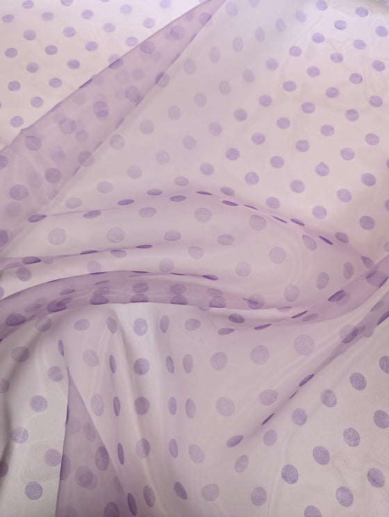 Lilac Printed Polka Organza
