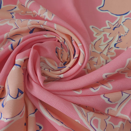 Pink/Peach Floral Viscose Crepe